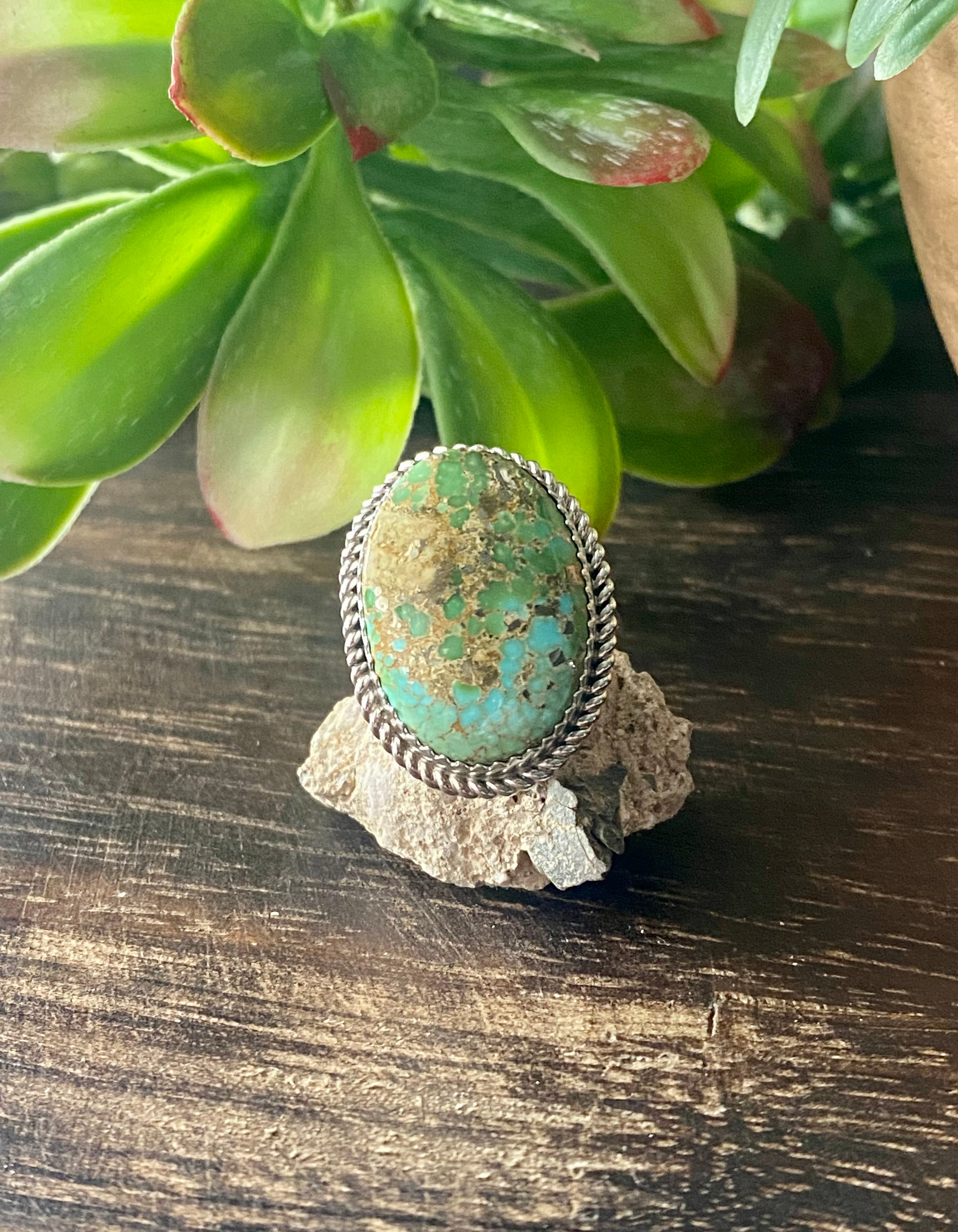 Reda Galvan Sonoran Gold Turquoise & Sterling Silver Ring Size 8