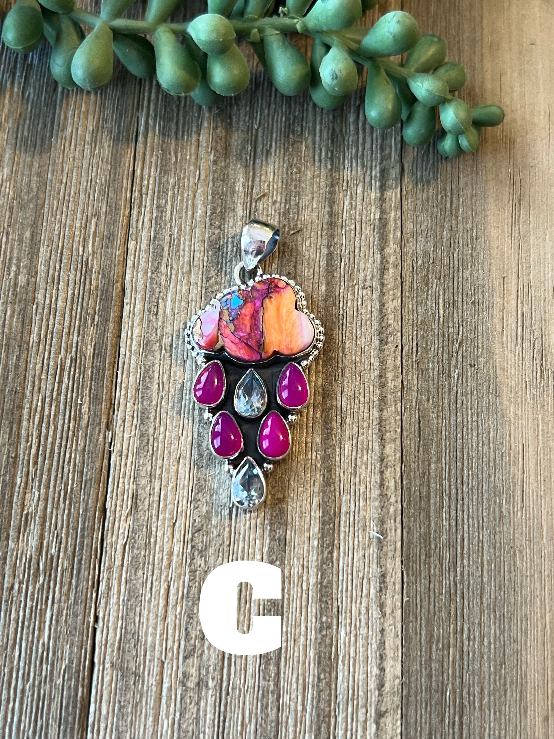 Southwest Made Multi Stone & Sterling Silver Rain Cloud Pendant