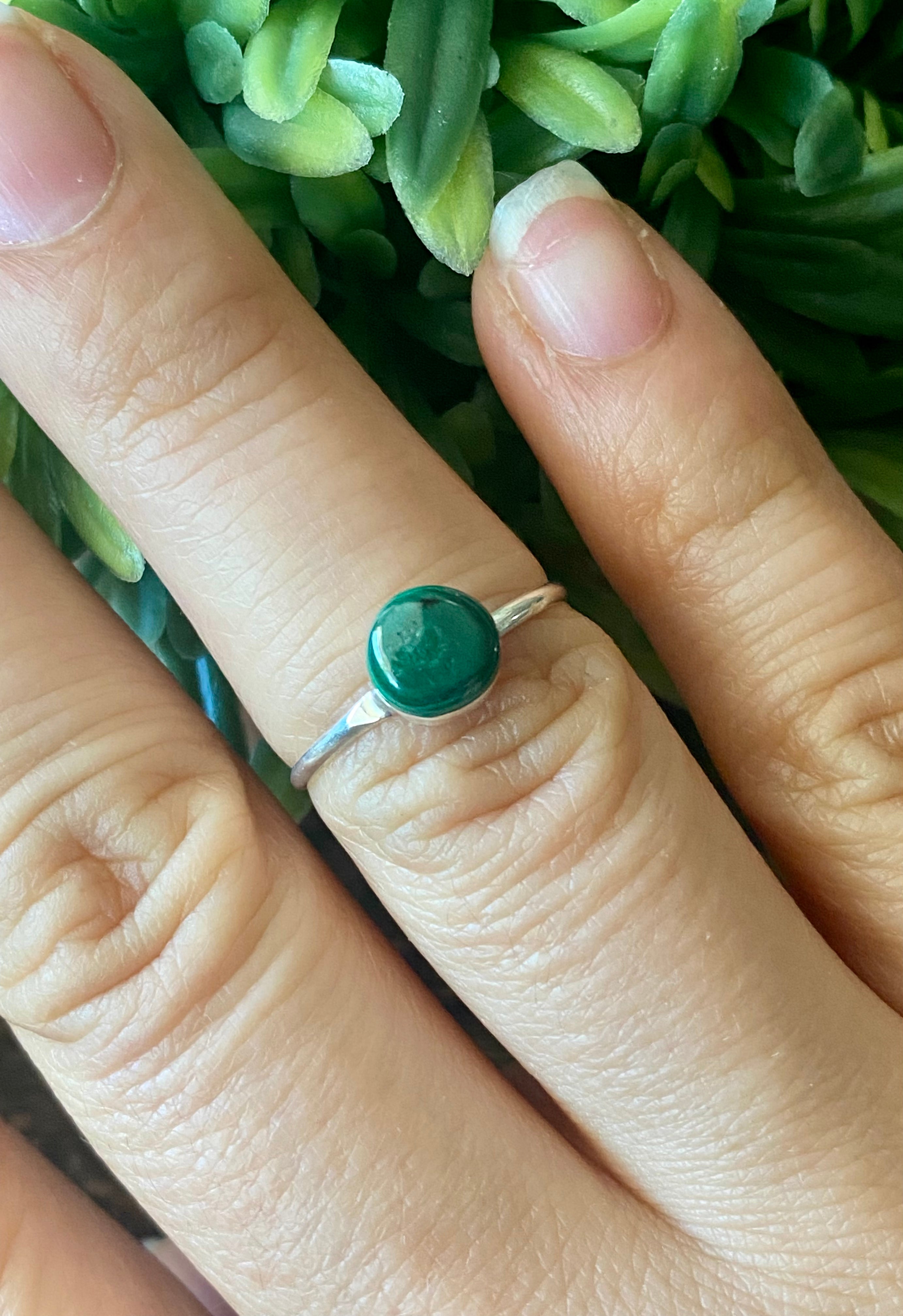 Angie Rosetta Malachite & Sterling Silver Ring Size 7.25