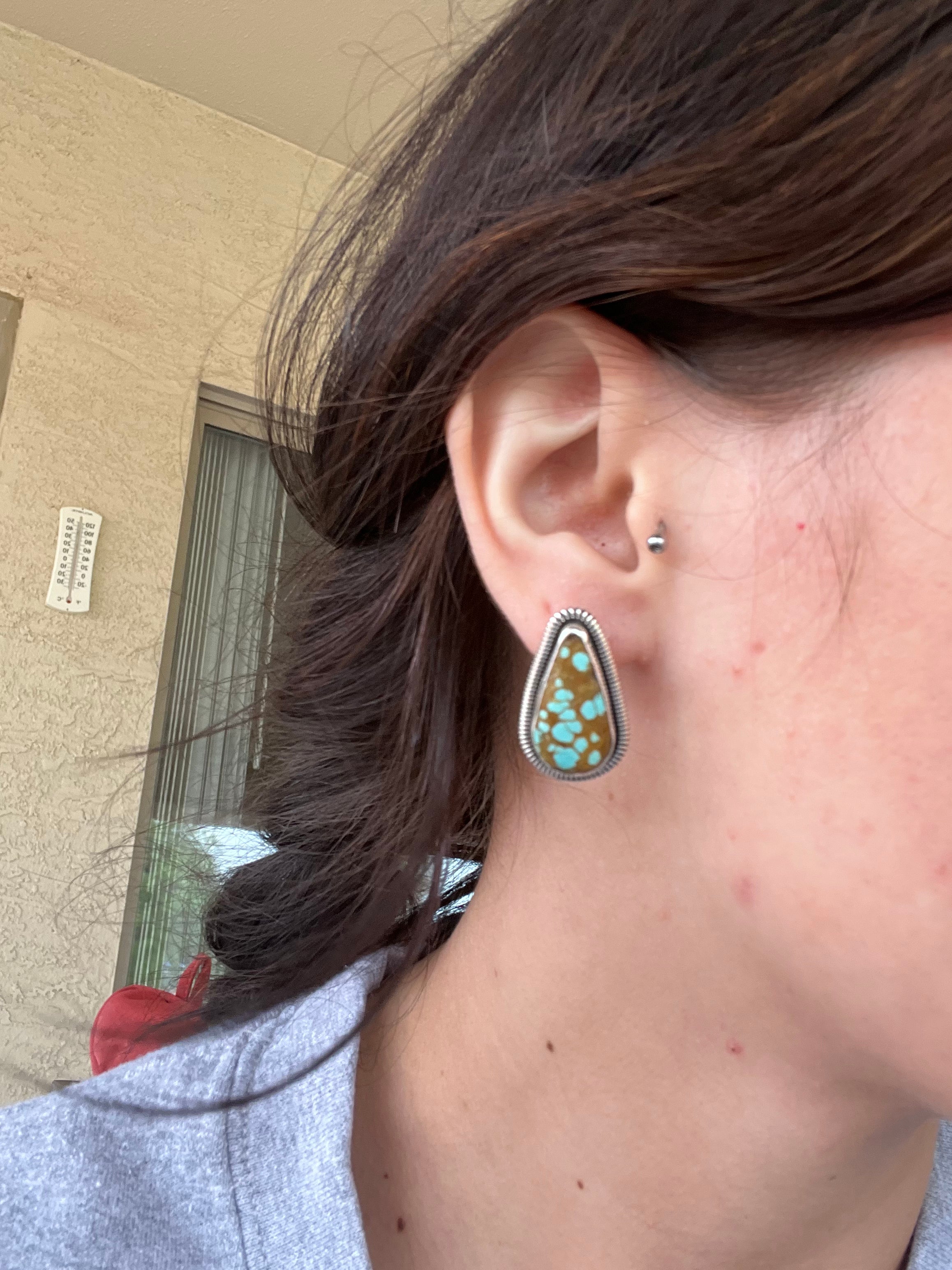 Wydelle Billie #8 Turquoise & Sterling Silver Post Earrings