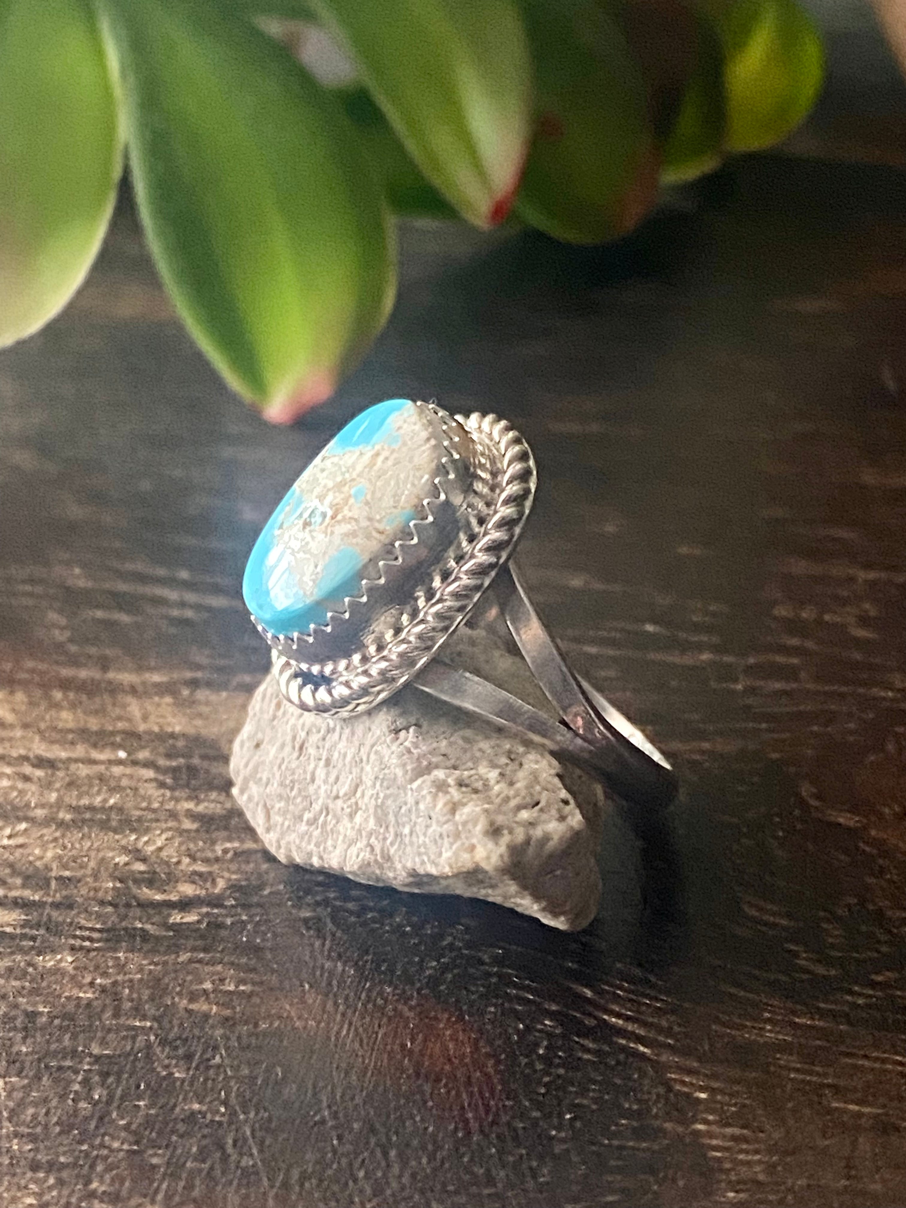 Reda Galvan South Hill Turquoise & Sterling Silver Ring Size 7.75