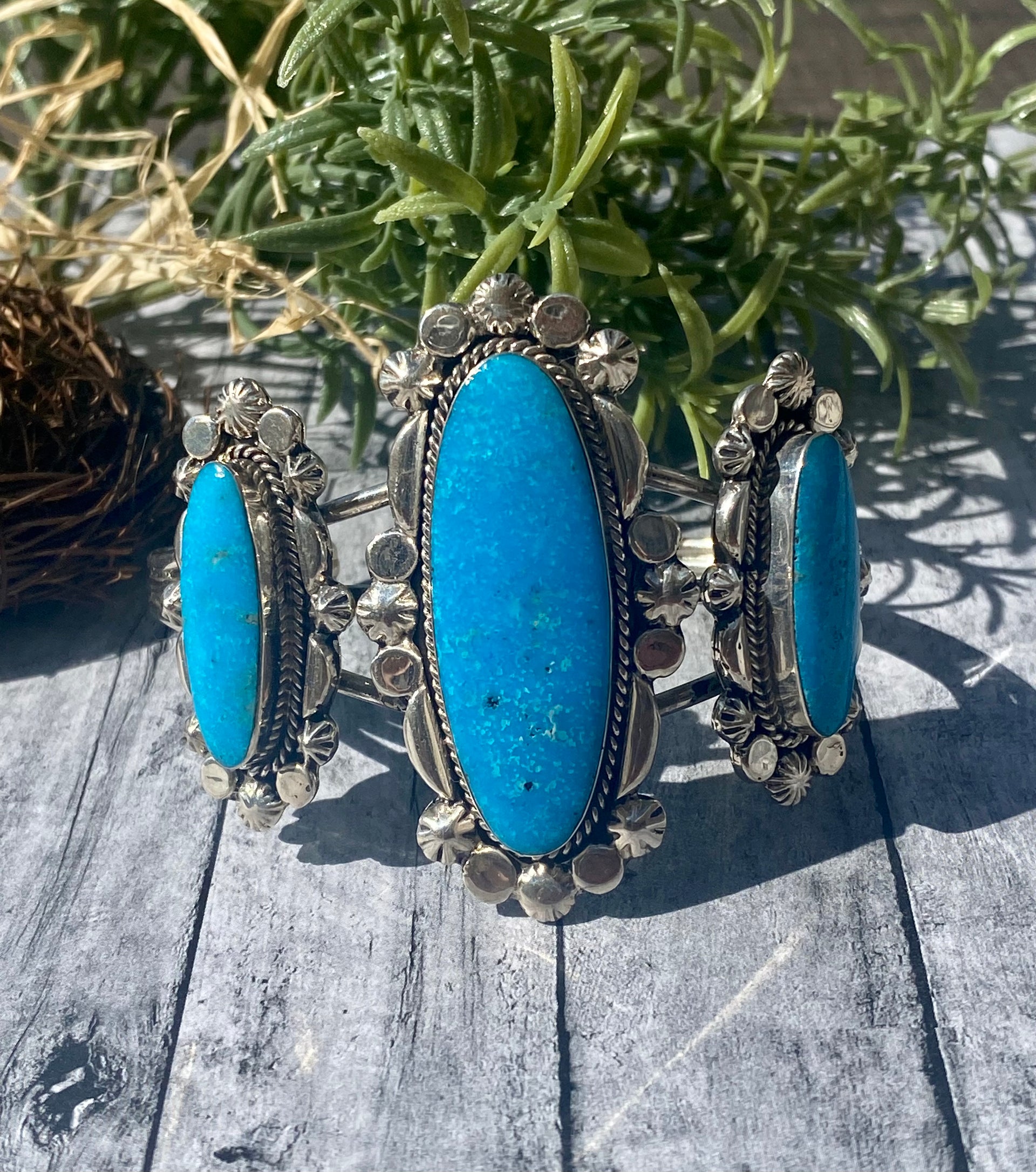 Raymond Yazzie Kingman Turquoise & Sterling Silver Cuff Bracelet