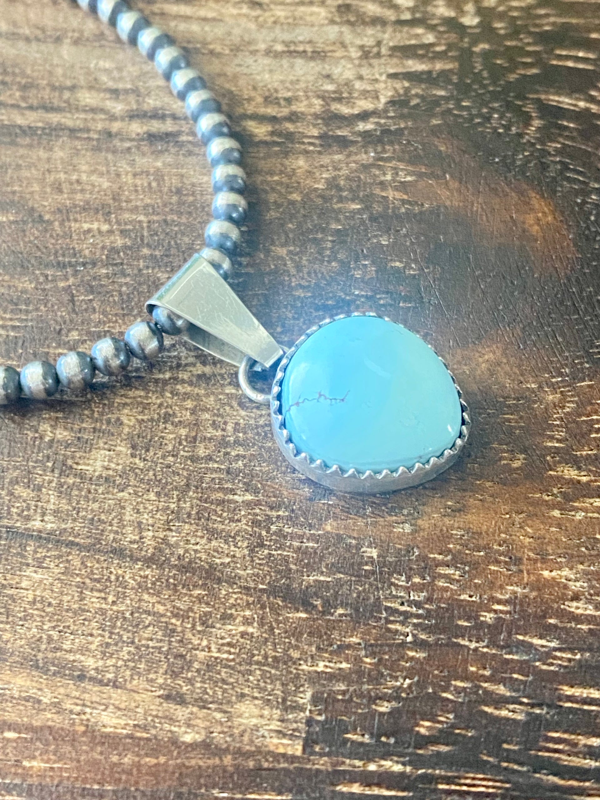 Navajo Made Golden Hill’s Turquoise & Sterling Silver Pendant