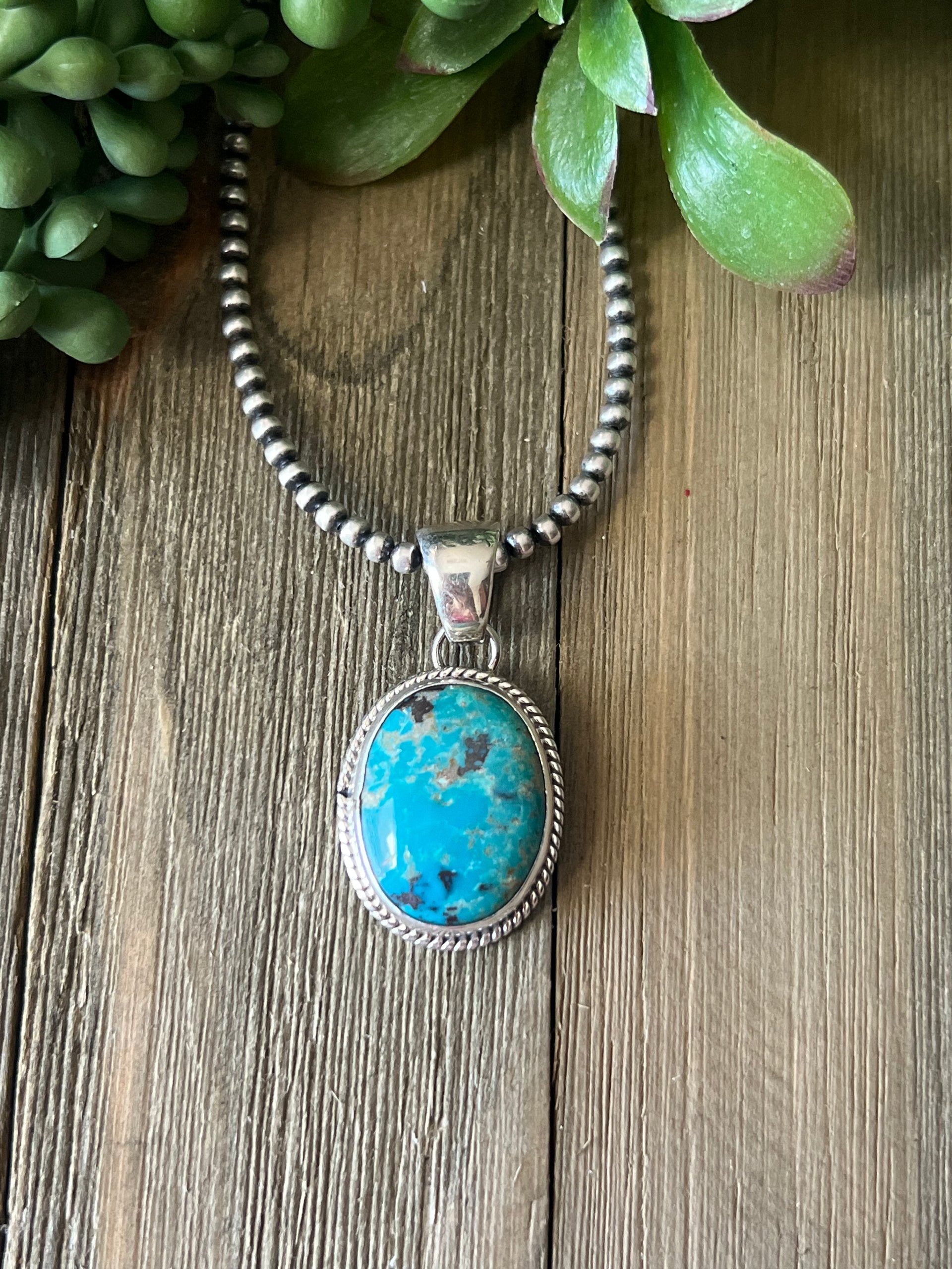 Navajo Made Red Skin Turquoise & Sterling Silver Pendant