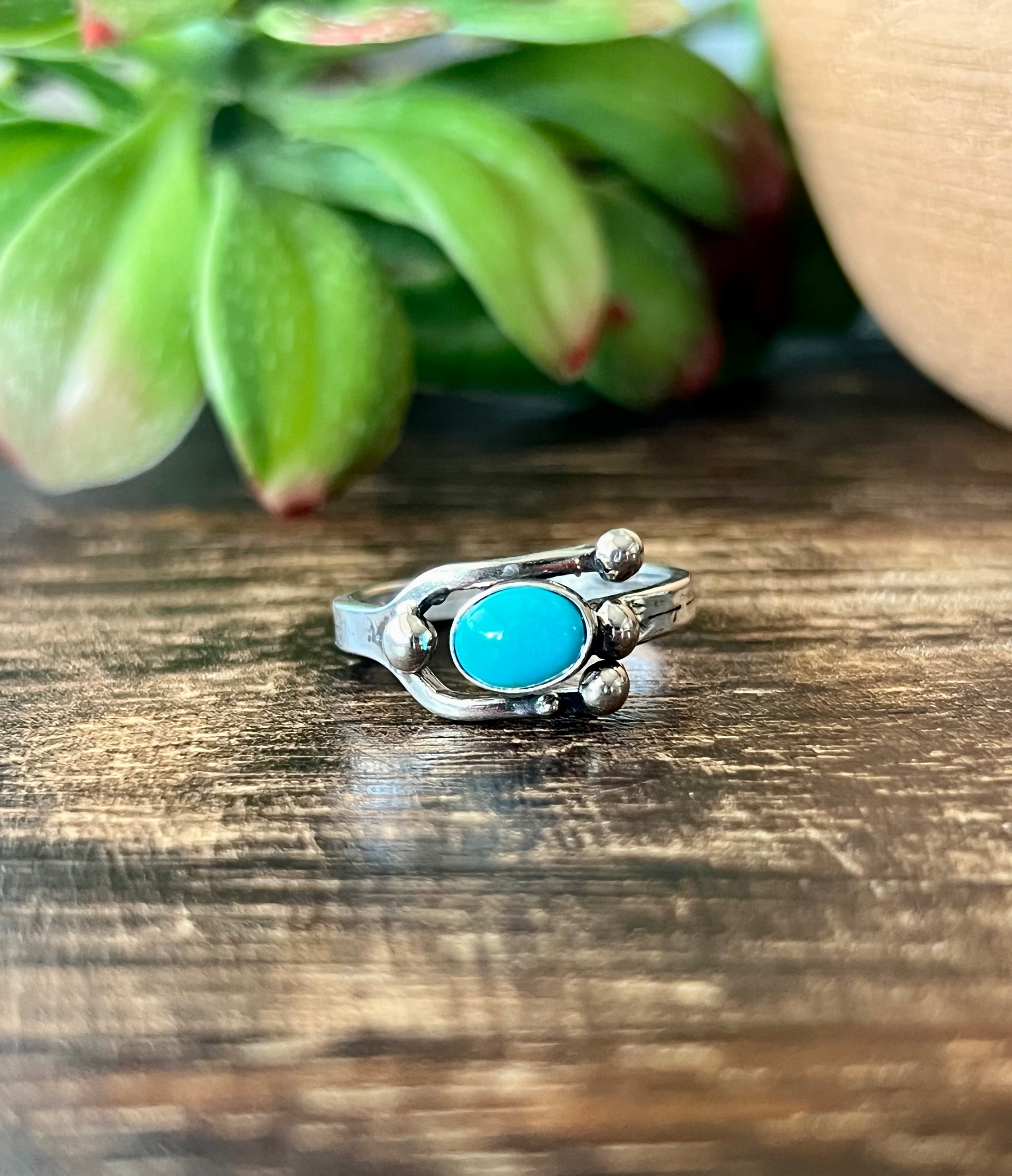 Tom Lewis Kingman Turquoise & Sterling Silver Adjustable Ring