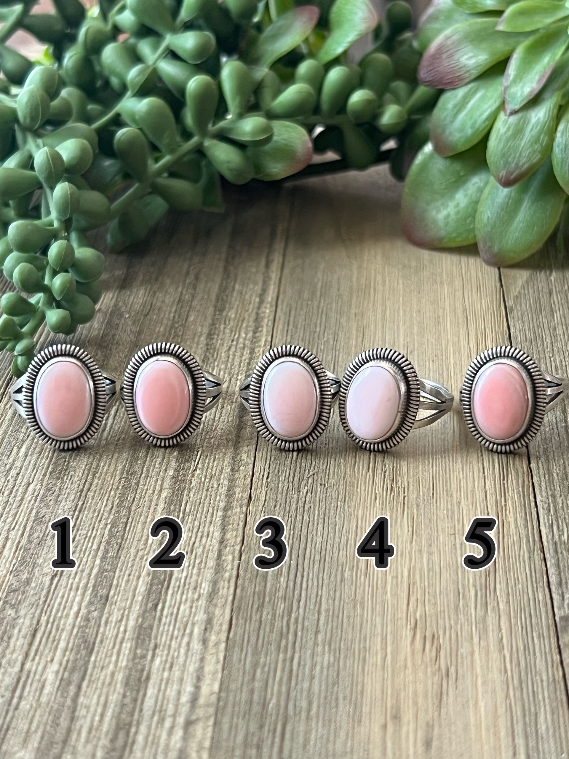 Navajo Made Pink Conch & Sterling Silver Ring