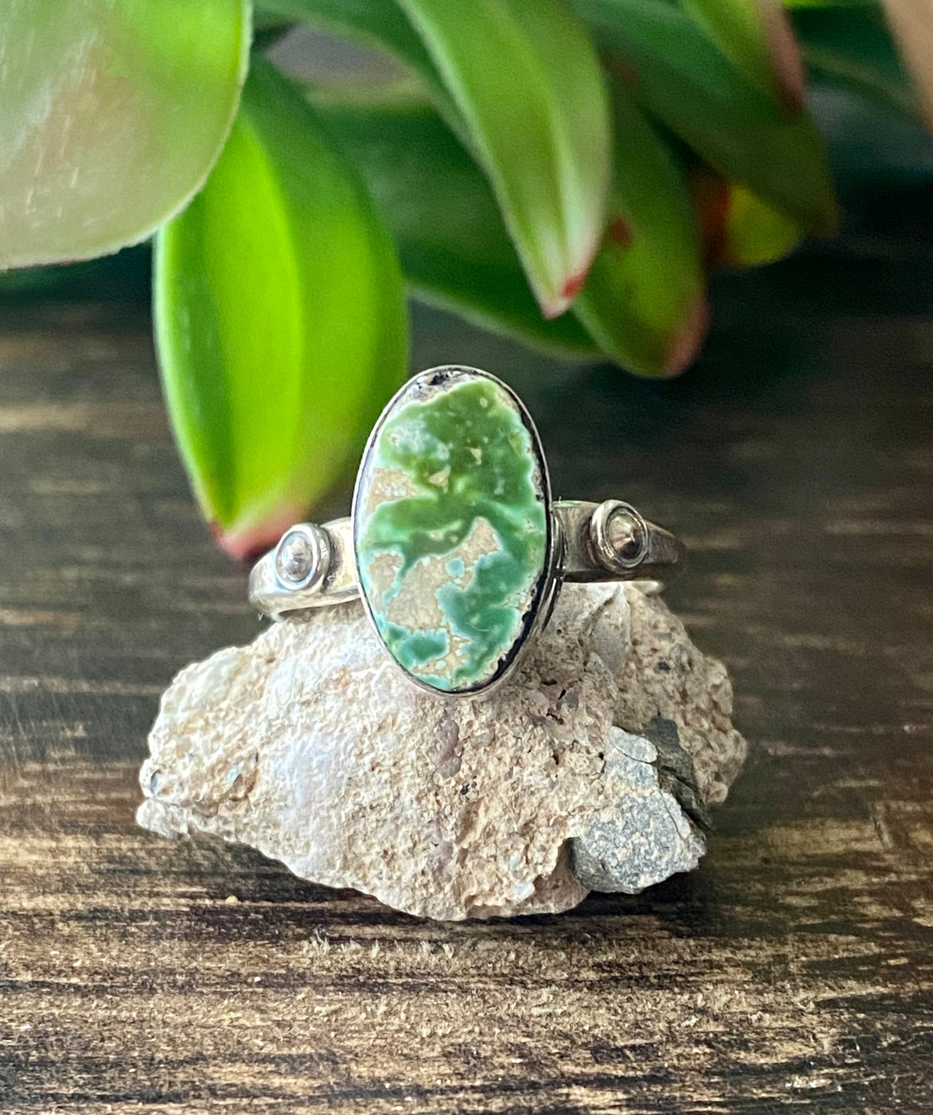 Scott Skeets Sonoran Gold Turquoise & Sterling Silver Ring Size 8.25