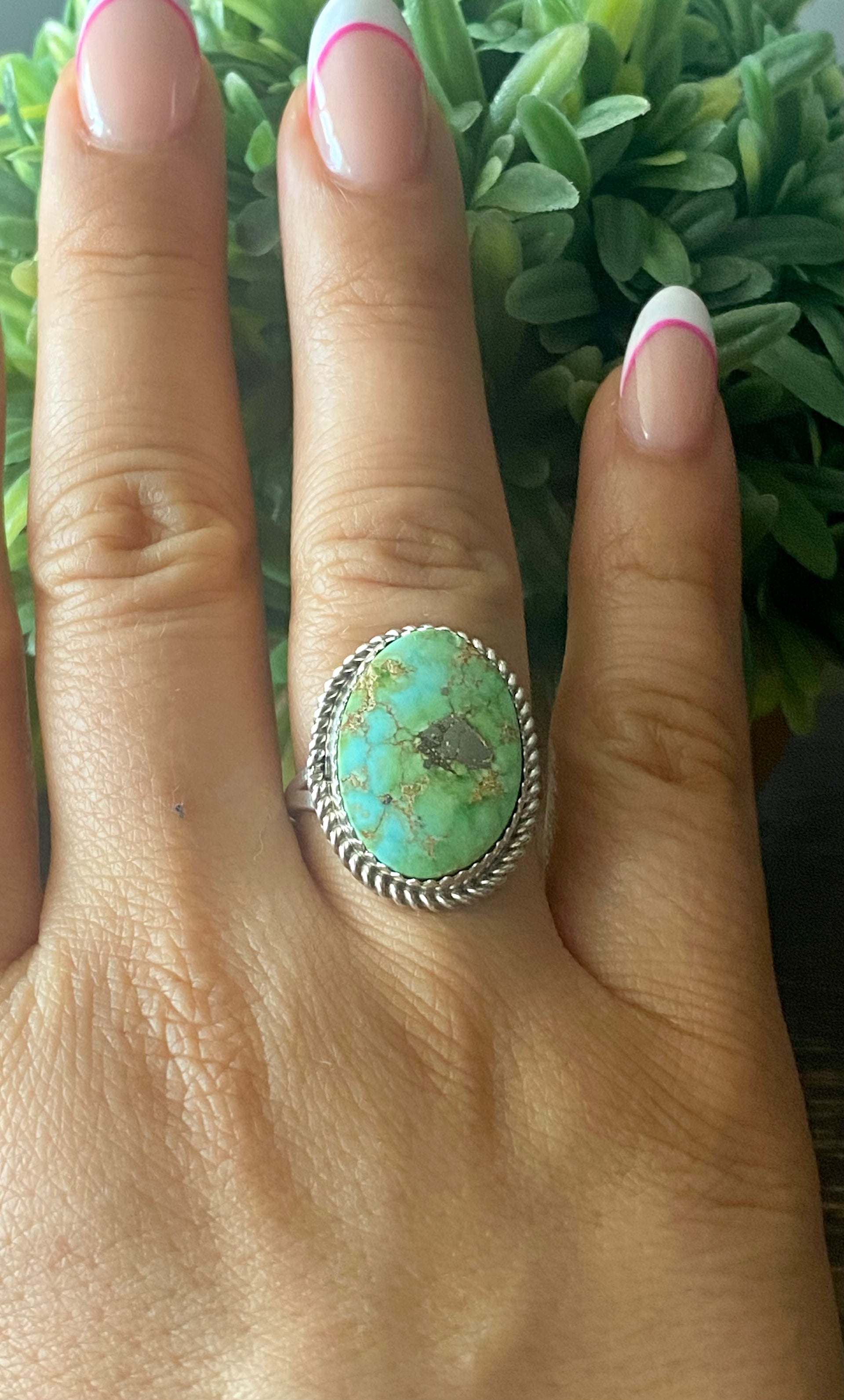 Reda Galvan Sonoran Mountain Turquoise & Sterling Silver Ring Size 9.5