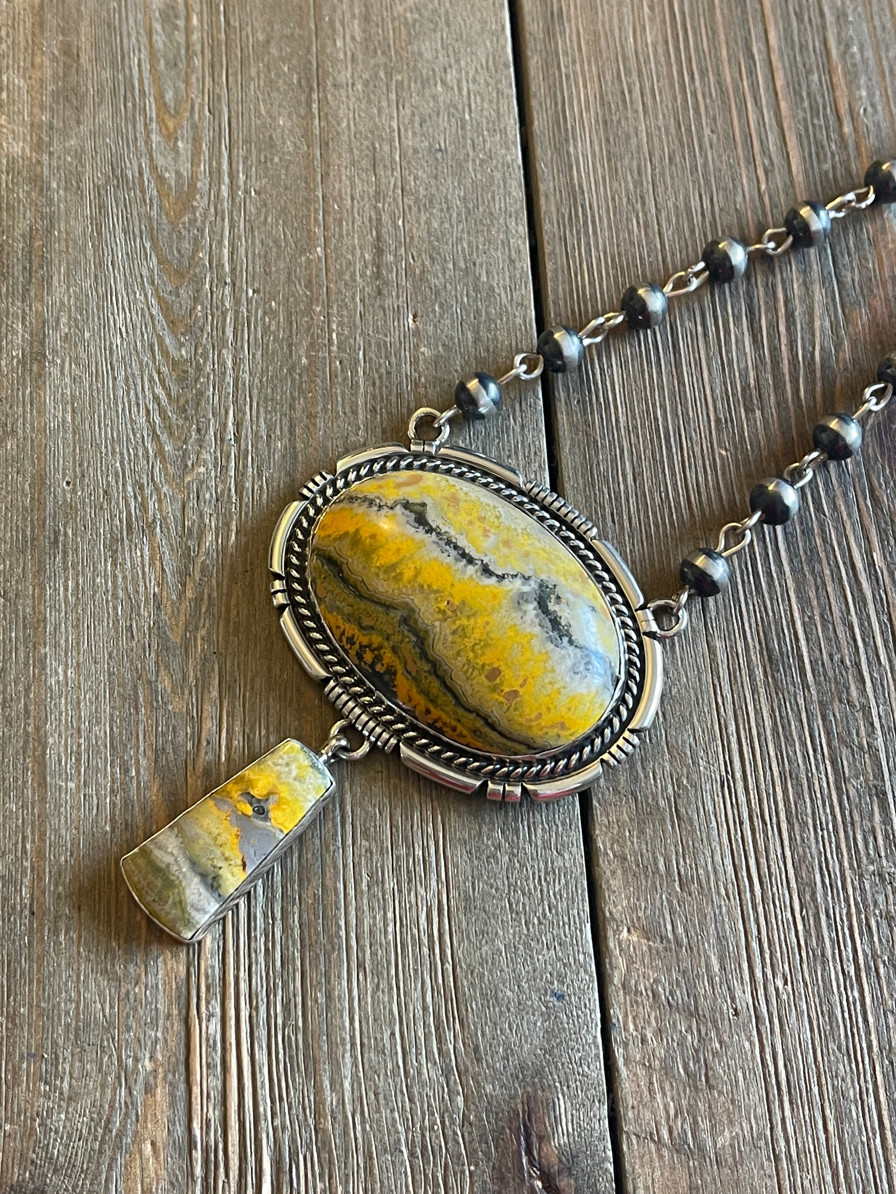 Russell Sam Bumblebee Jasper & Sterling Silver Necklace
