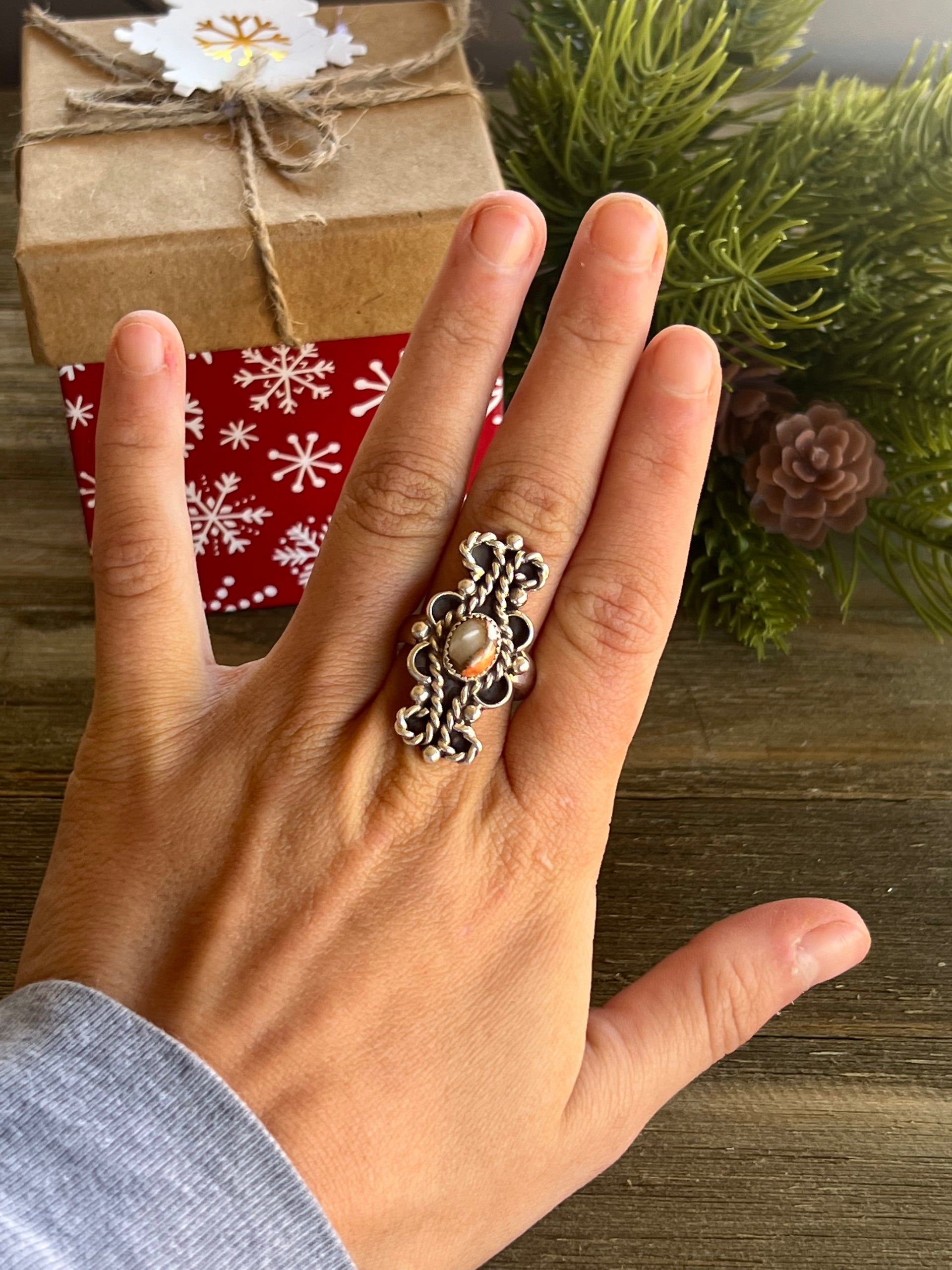 Navajo Made Mohave Turquoise & Sterling Silver Ring Size 9.75