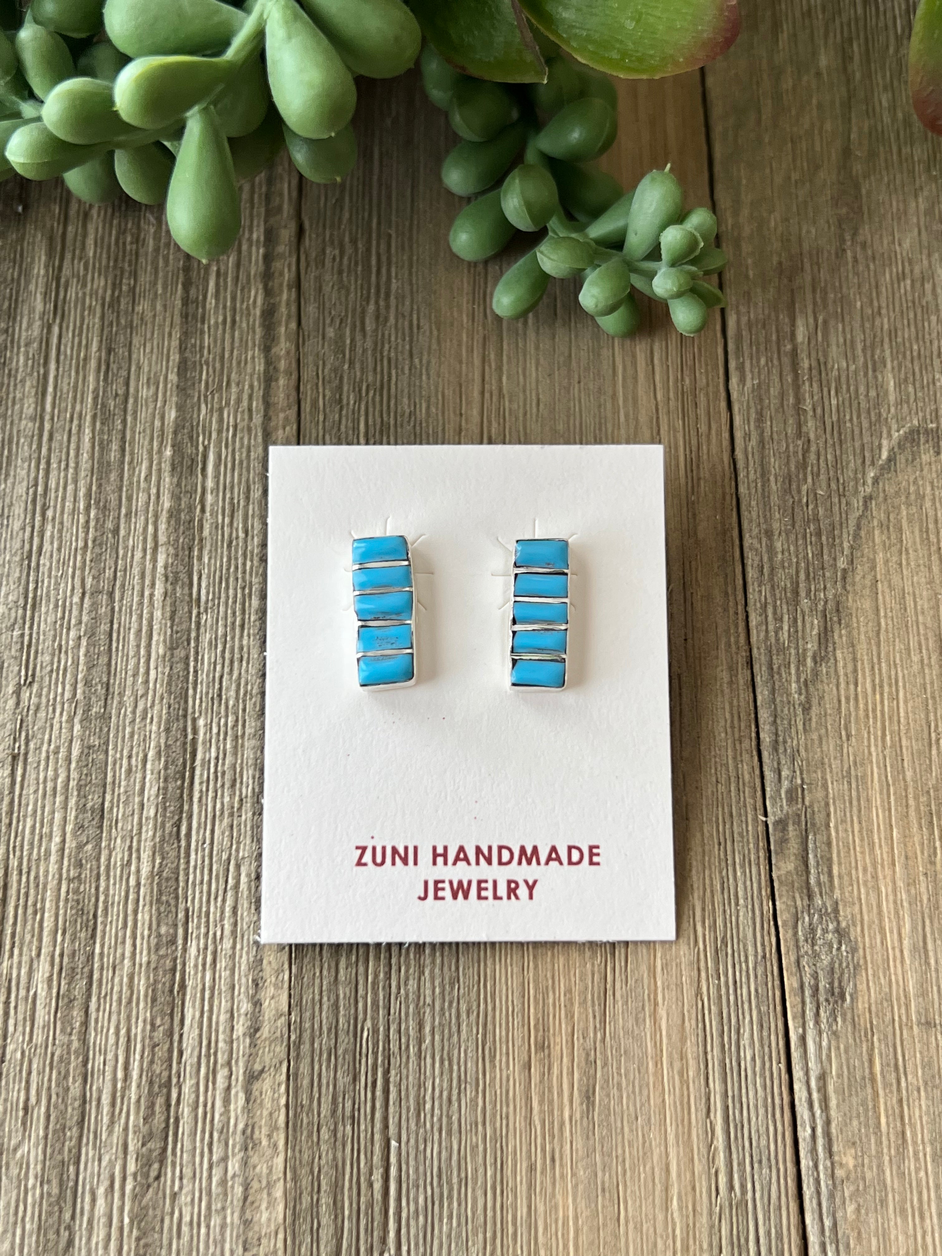 Zuni Made Sterling Silver Post Earrings