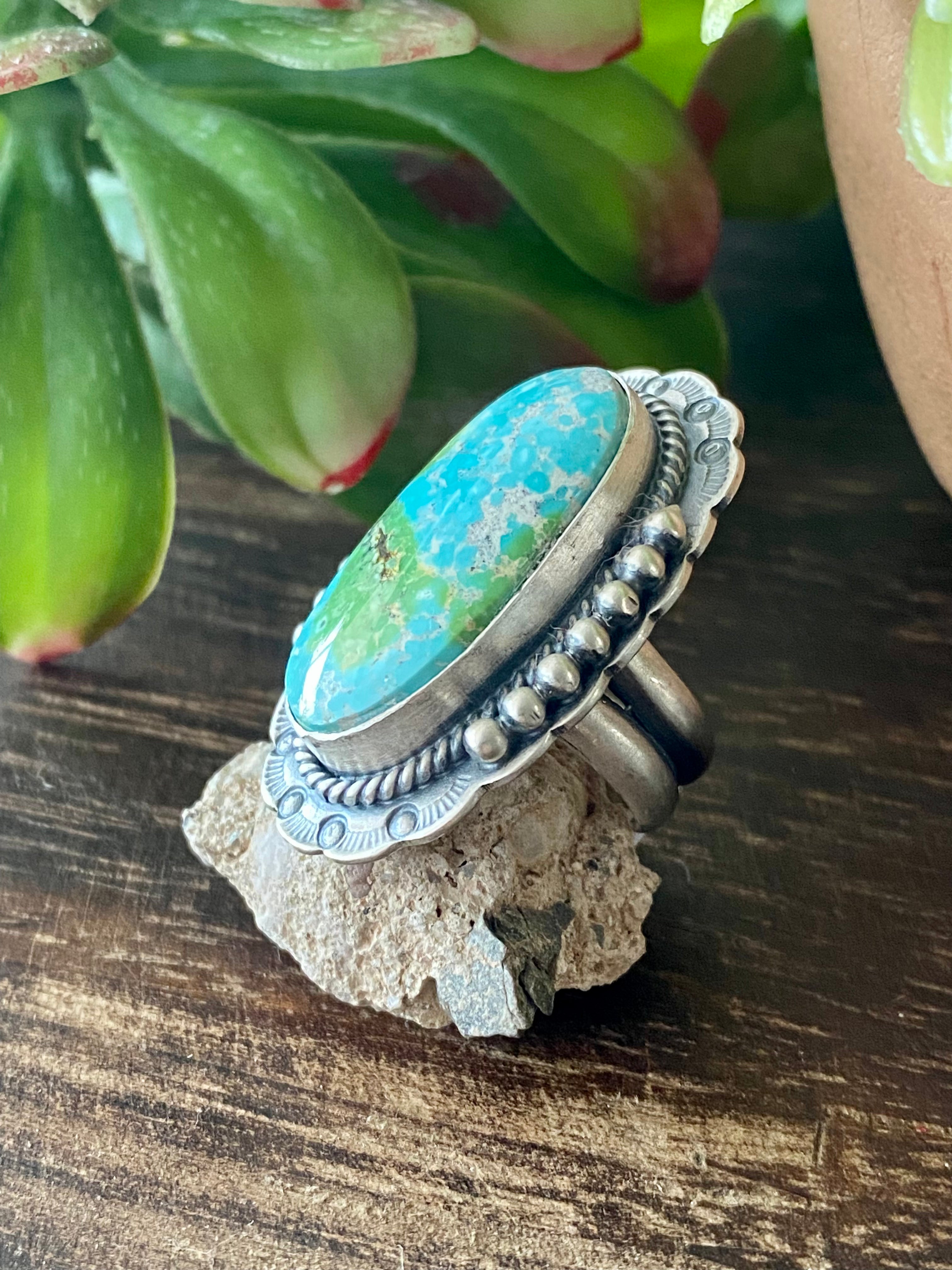 Greg Perry Sonoran Gold Turquoise & Sterling Silver Ring Size 6.25