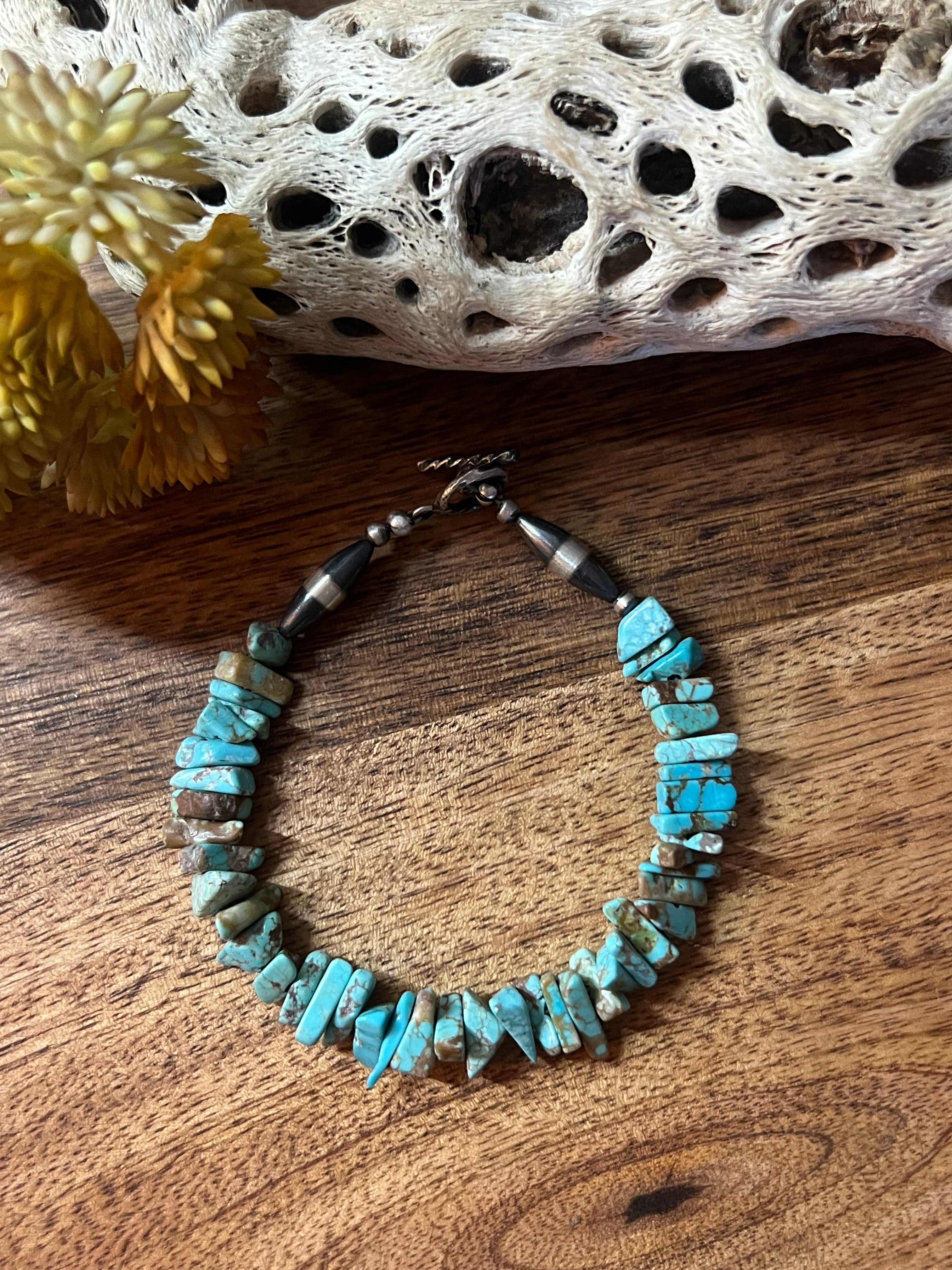 Navajo Made #8 Turquoise & Sterling Silver Bracelet