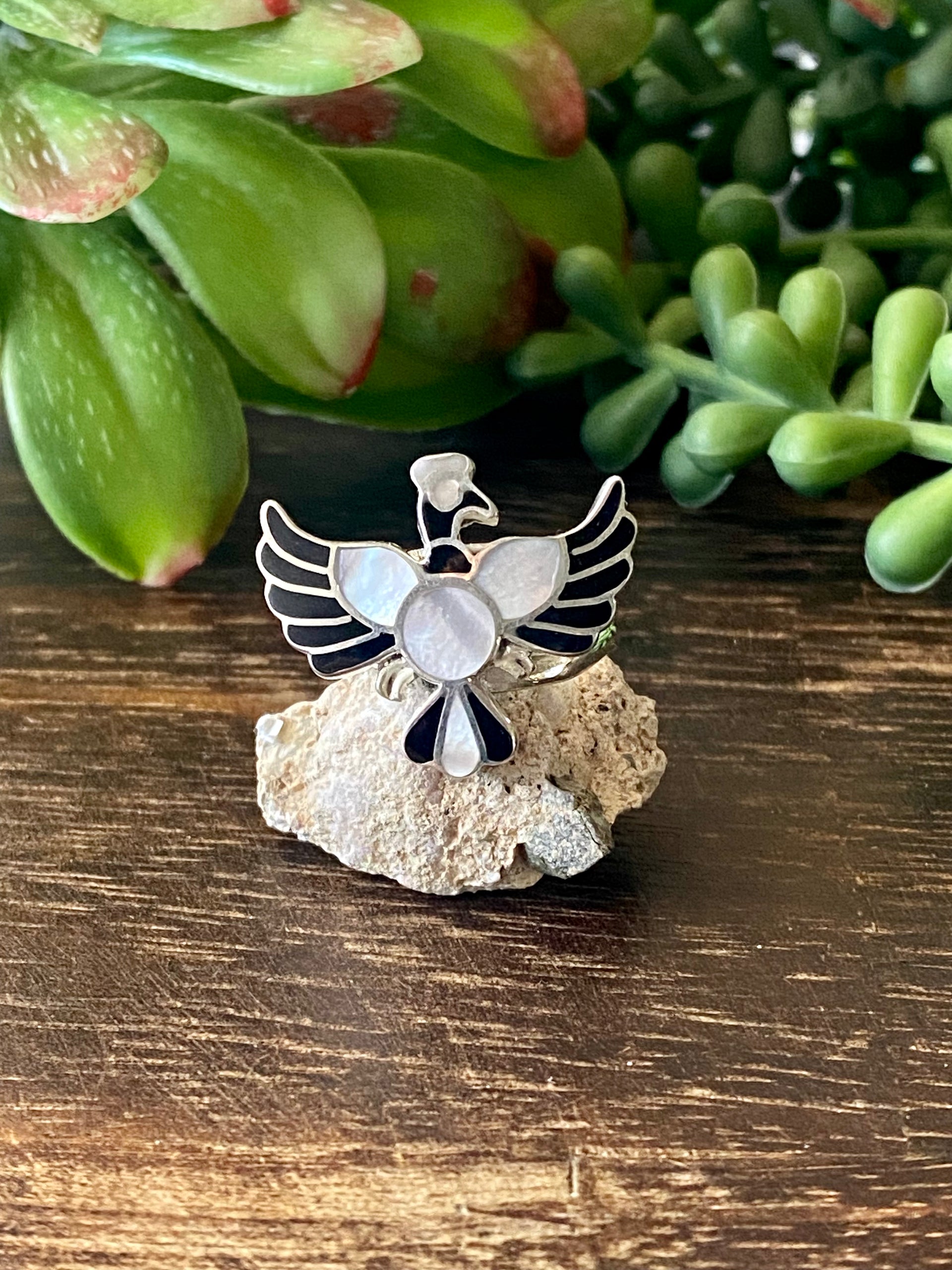 Southwest Handmade Multi Stone & Silver Inlay Adjustable Rings