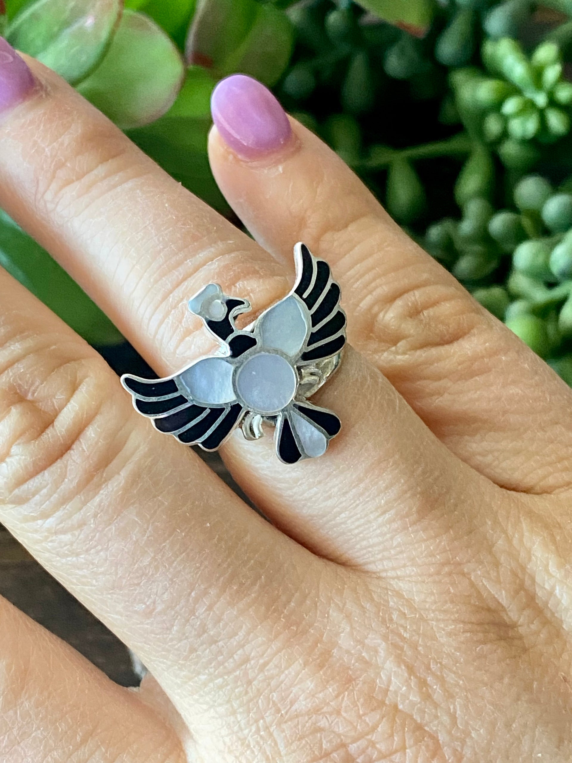 Southwest Handmade Multi Stone & Silver Inlay Adjustable Rings