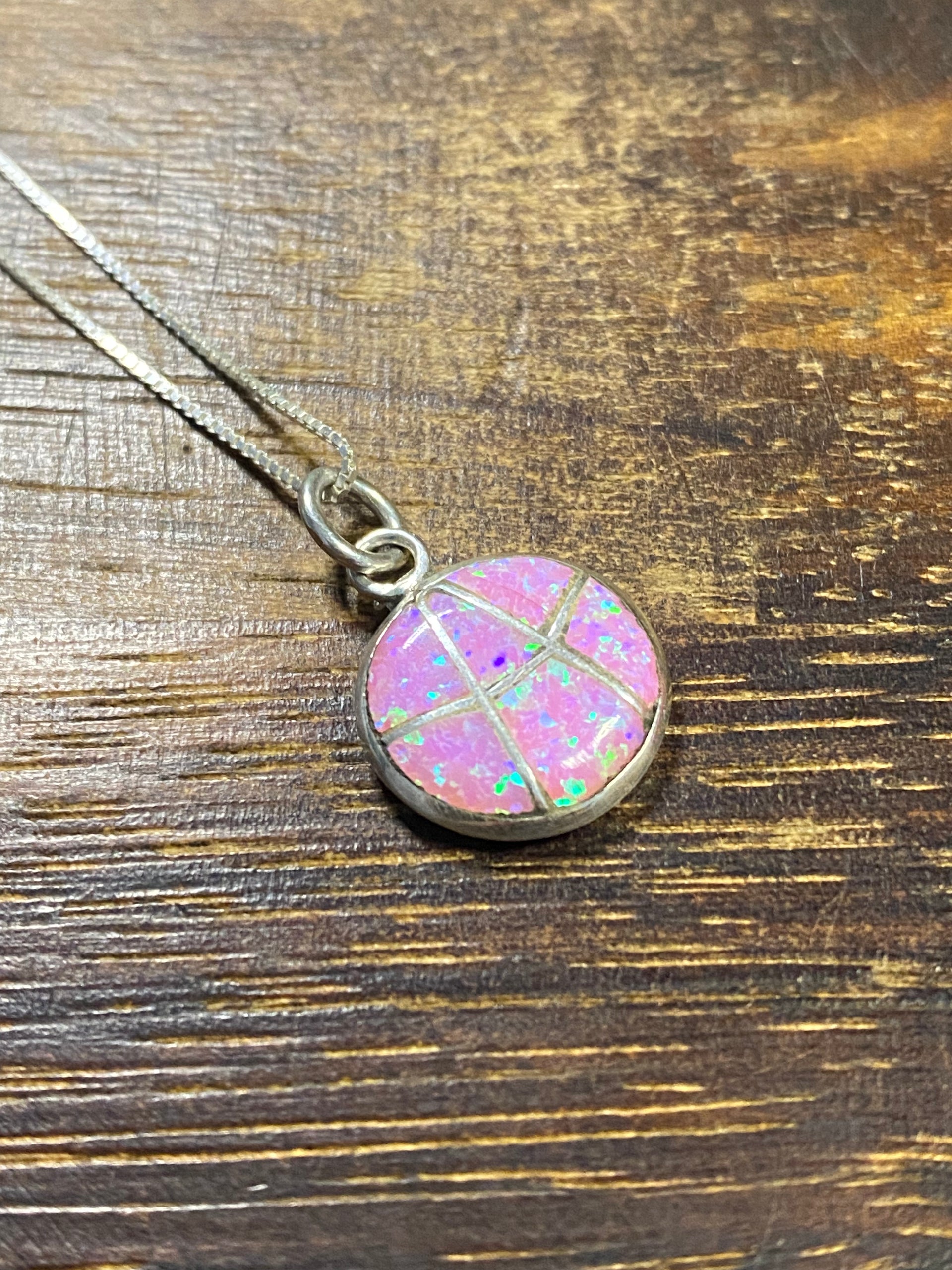 Navajo Made Opal & Sterling Silver Inlay Pendant