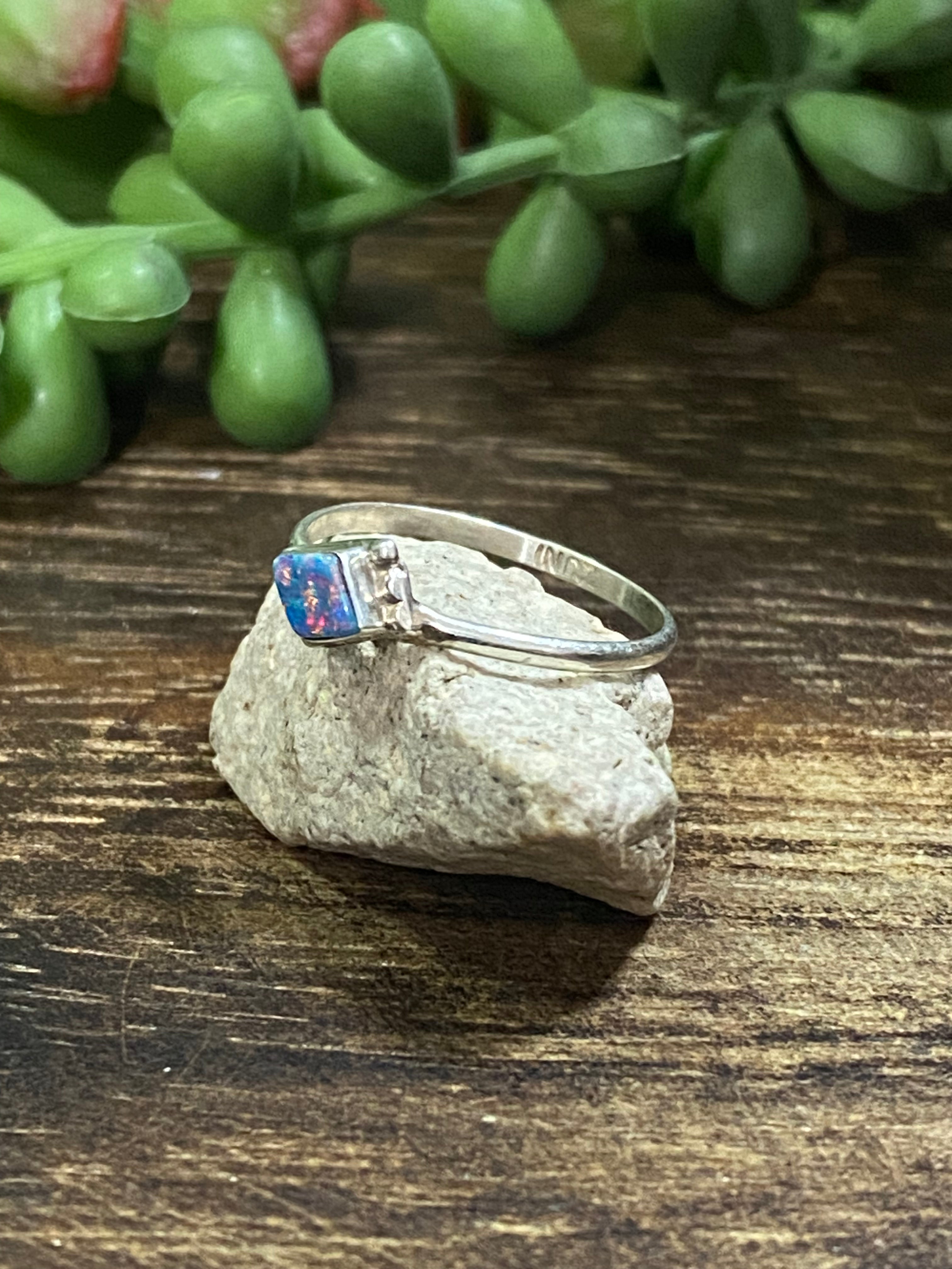 Navajo Made Purple Opal (Man-Made) & Sterling Silver Rings