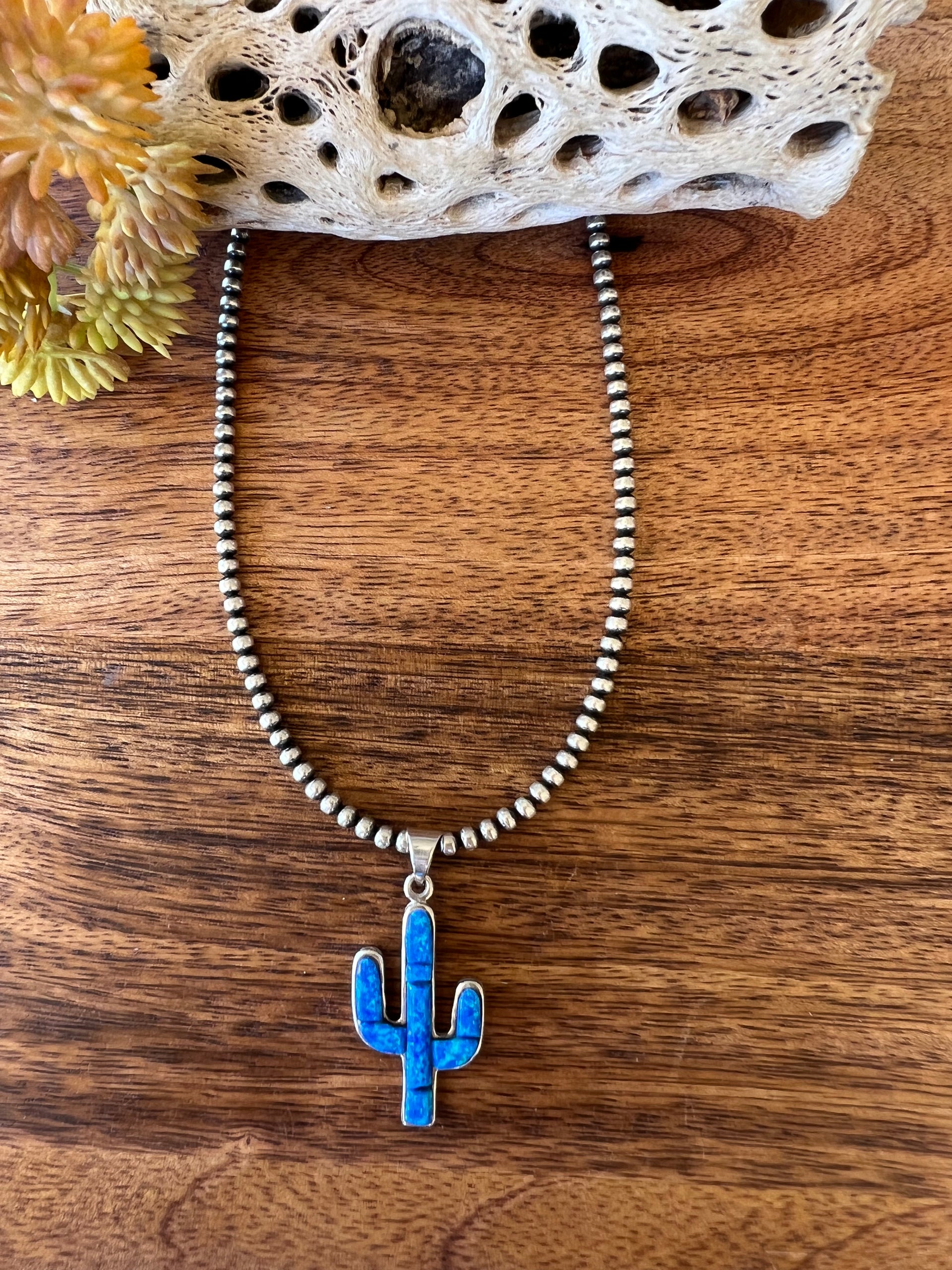 Allen Lee Blue Opal & Sterling Silver Cobblestone Pendant