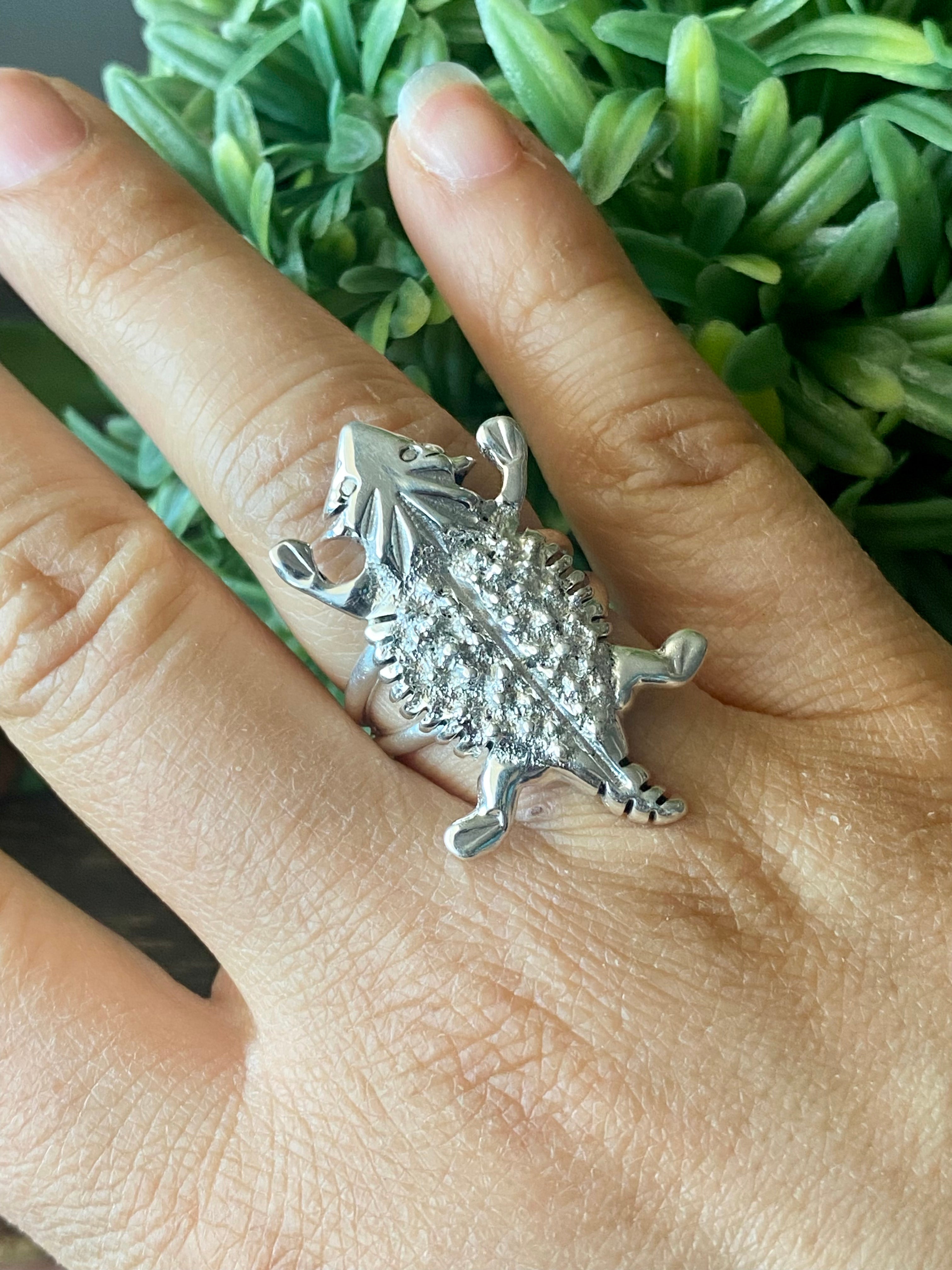 Navajo Made Sterling Silver Horny Toads Rings