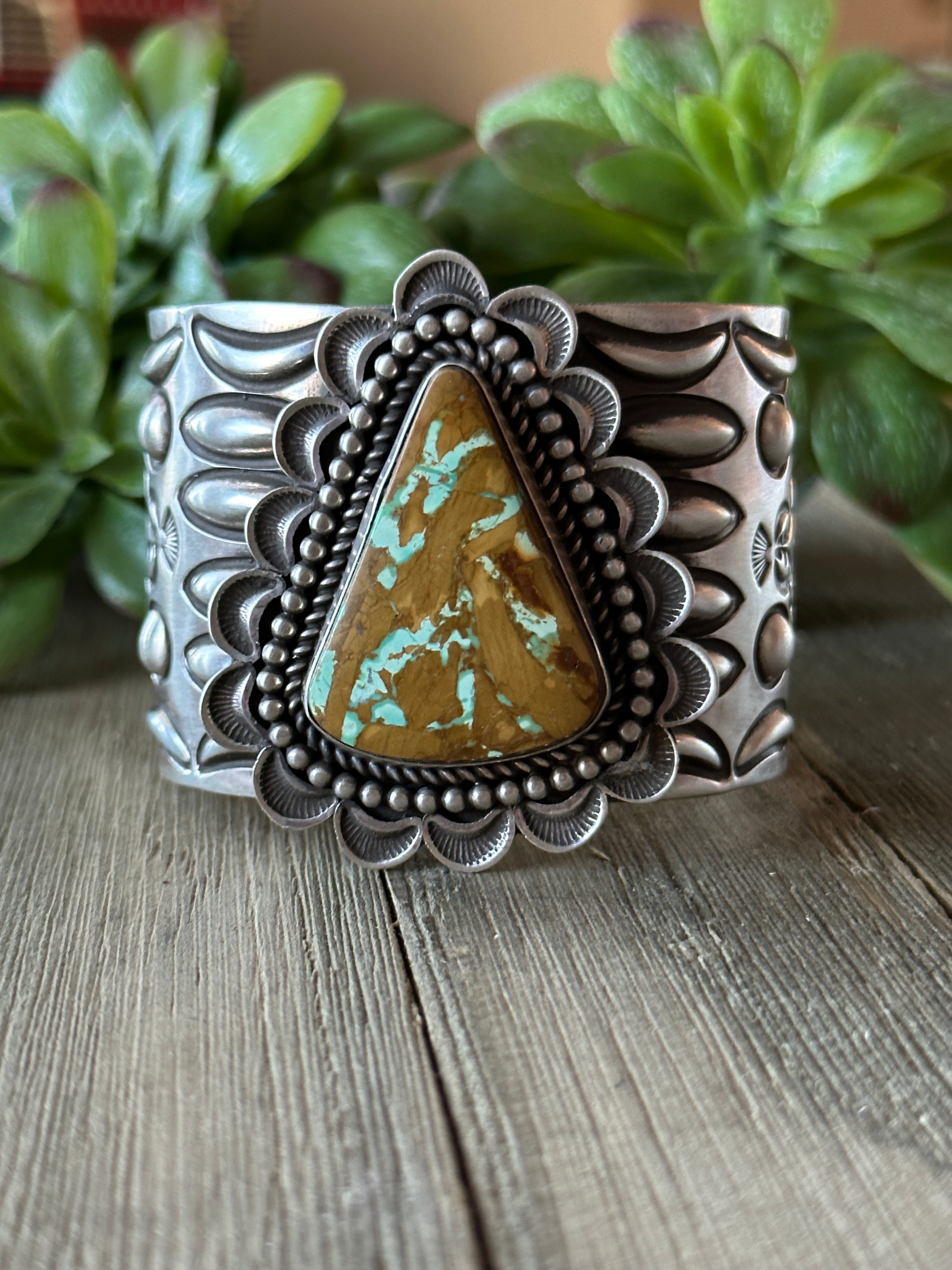 Alex Sanchez Natural Royston Turquoise & Sterling Silver Cuff Bracelet