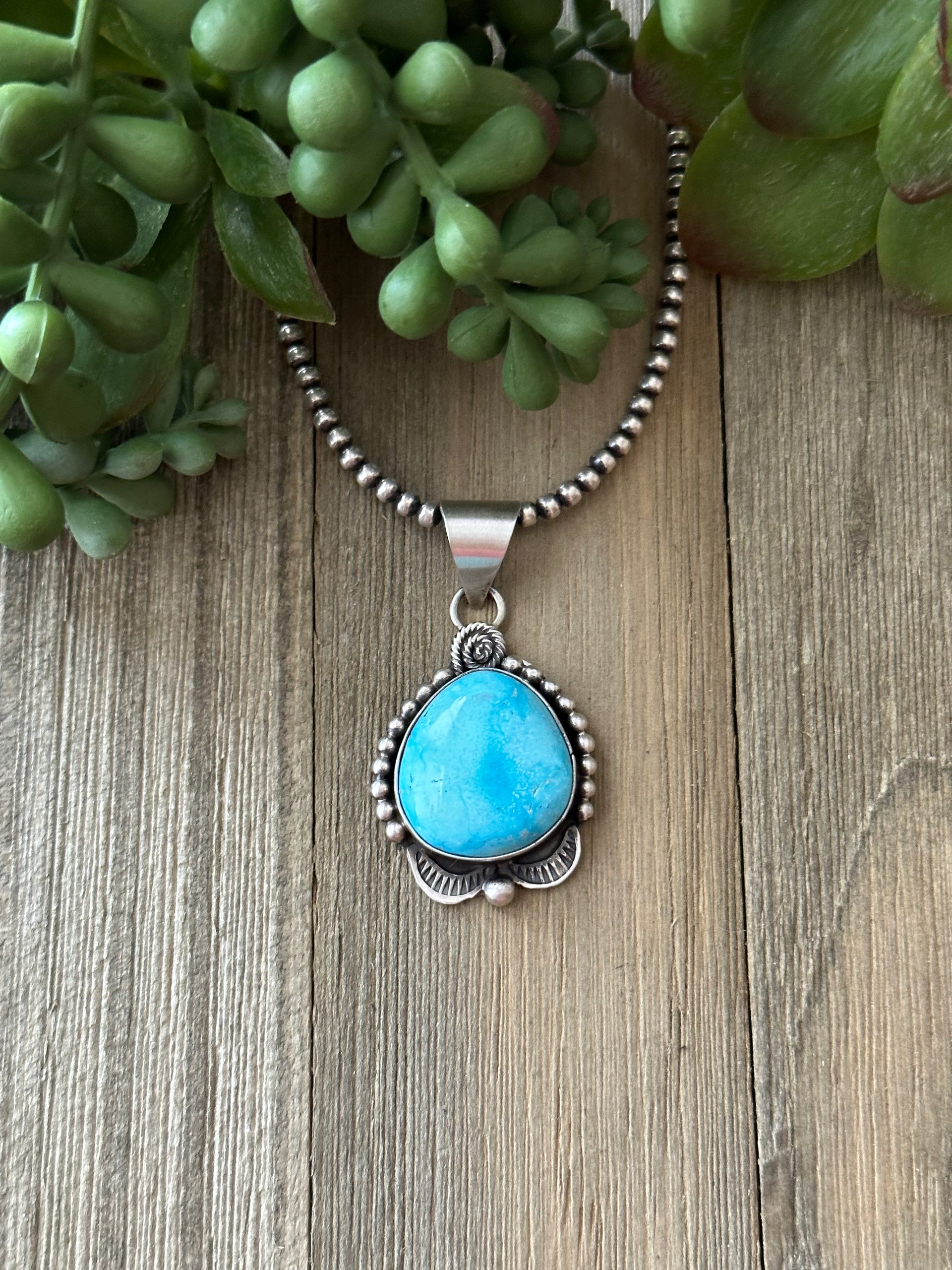 Tia Long Kingman Turquoise & Sterling Silver Pendant