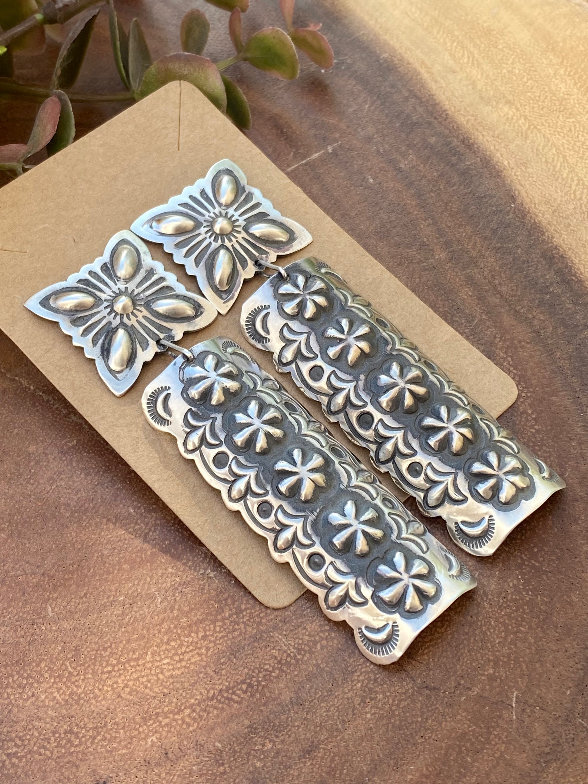 Leander Tahe Sterling Silver Post Dangle Earrings