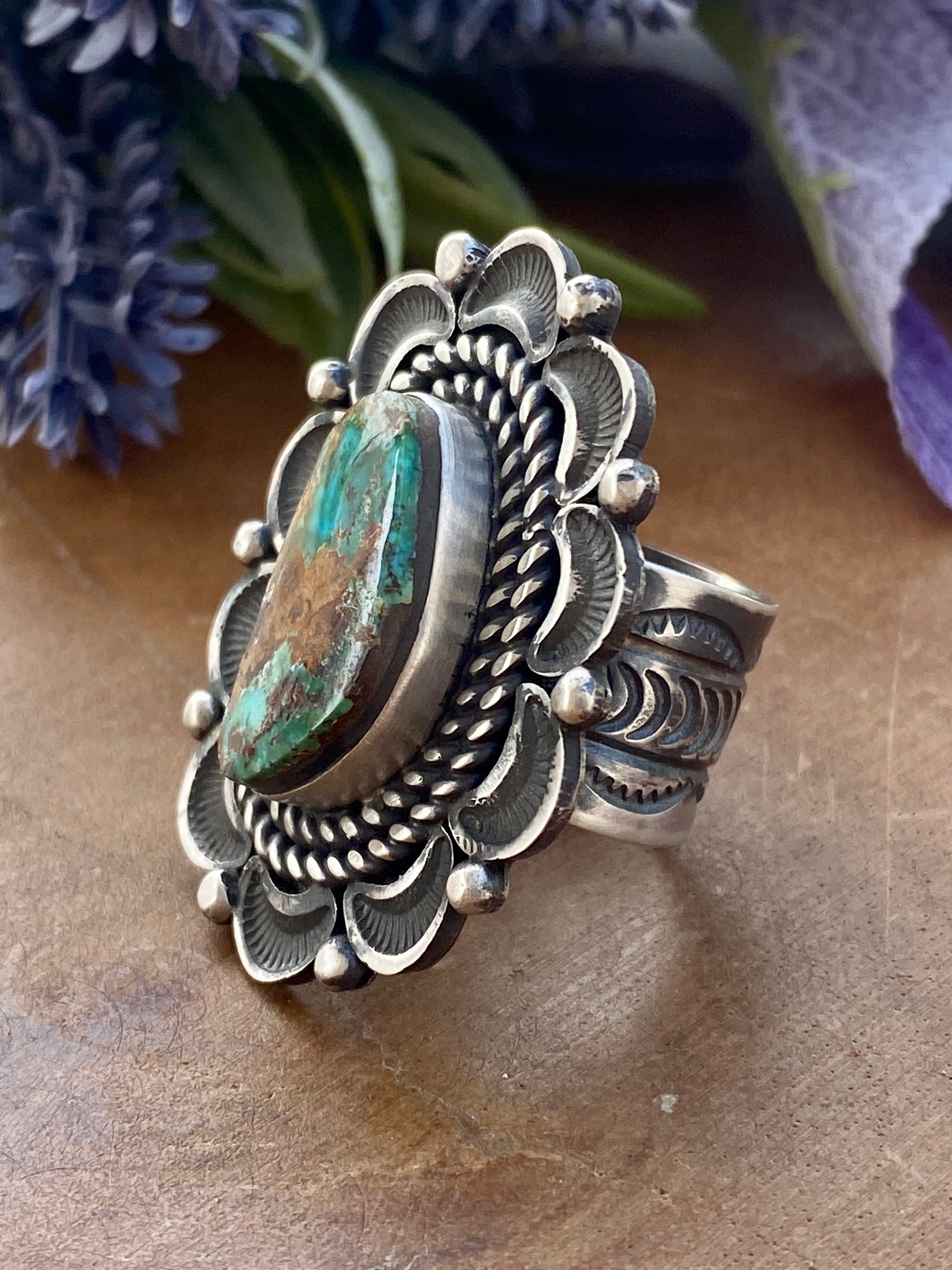 Alex Sanchez Kings Manassa Turquoise & Sterling Silver Ring Size 6.5