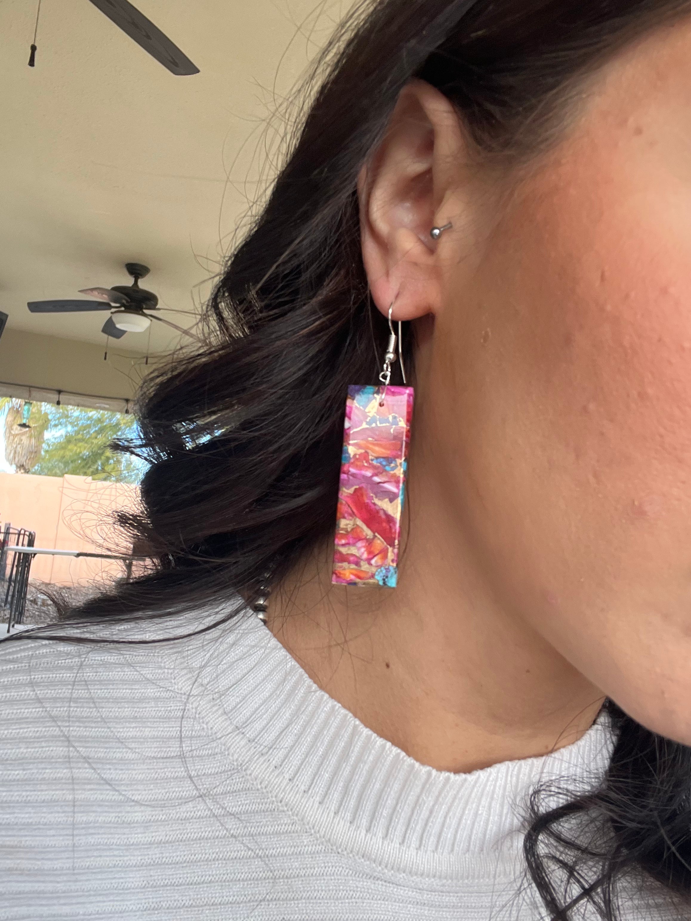 Jamison Pete Pink Mohave Turquoise Dangle Earrings