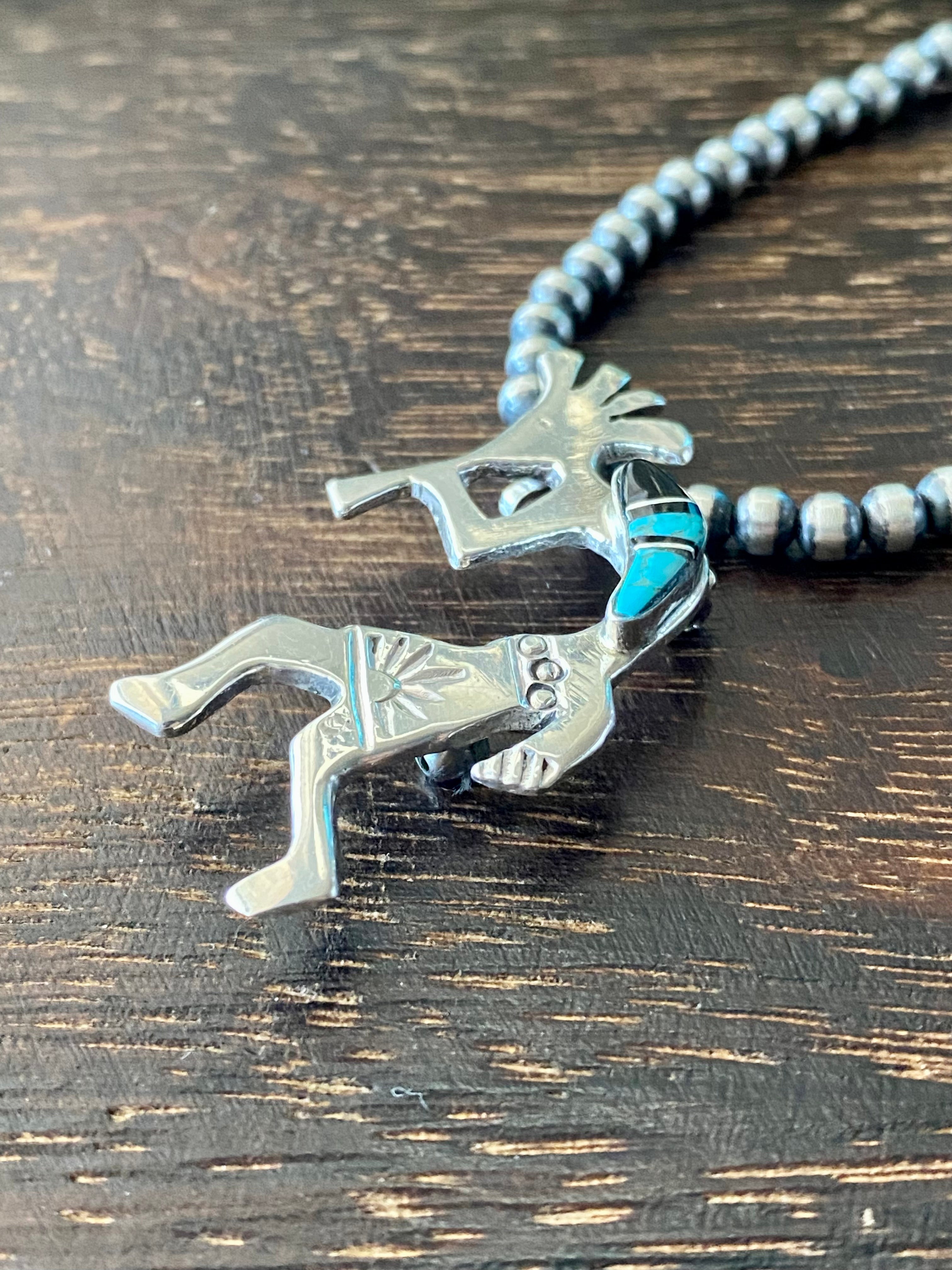 Navajo Made Multi Stone & Sterling Silver Inlay Kokopelli Pin/Pendant