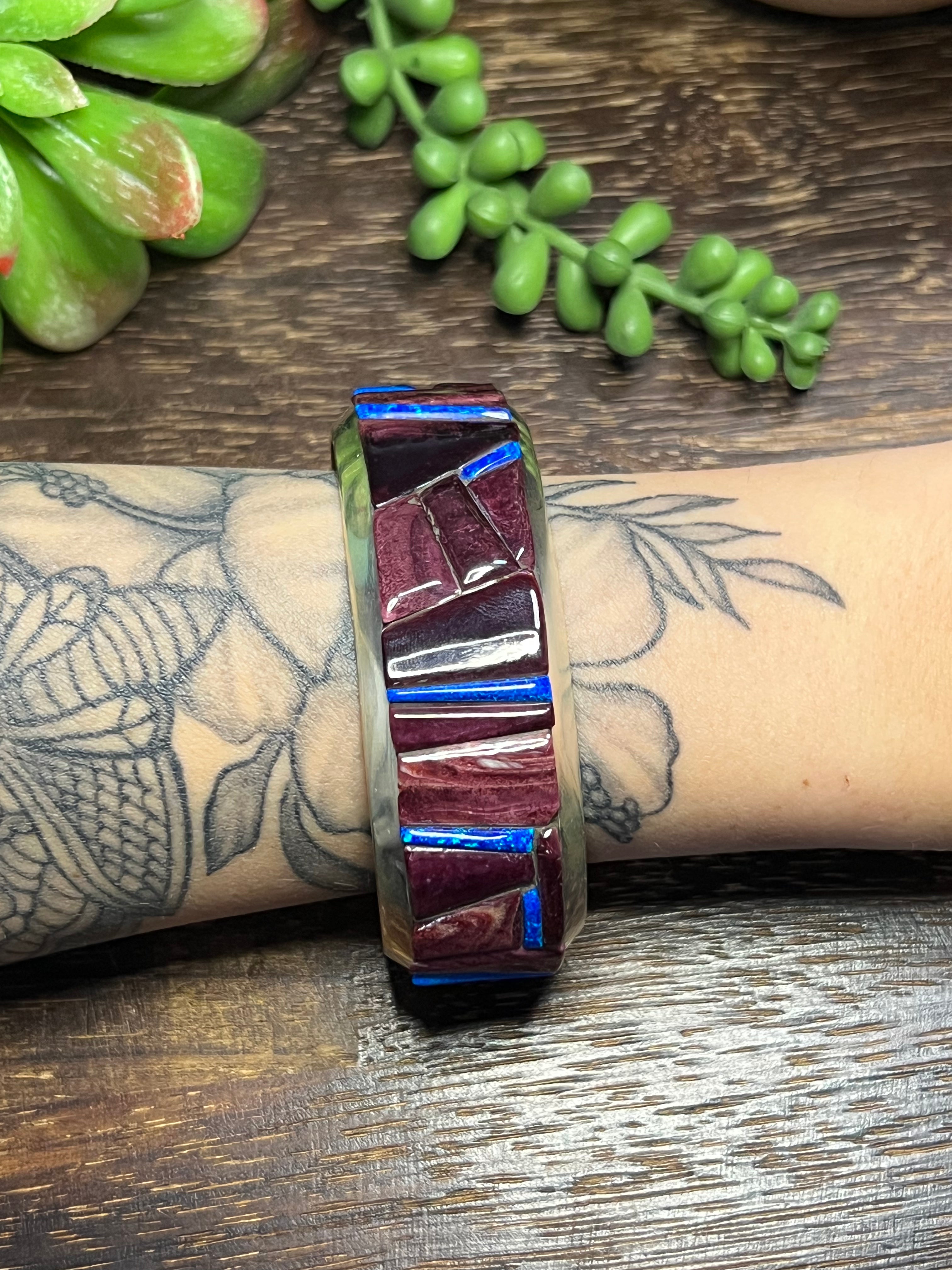 Navajo Made Multi Stone Inlay Cuff Bracelet