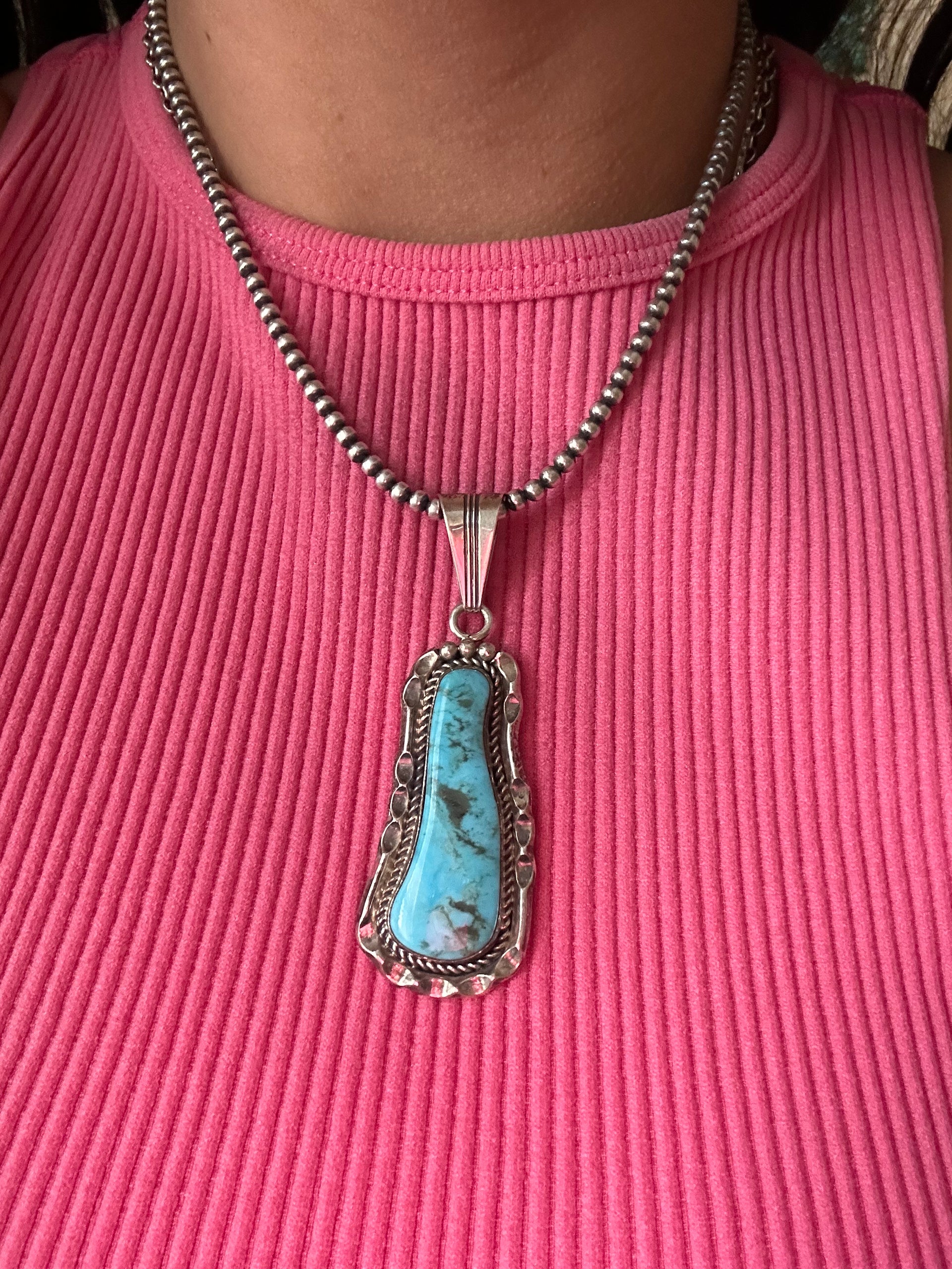 Sam YellowHair Kingman Turquoise & Sterling Silver Pendant