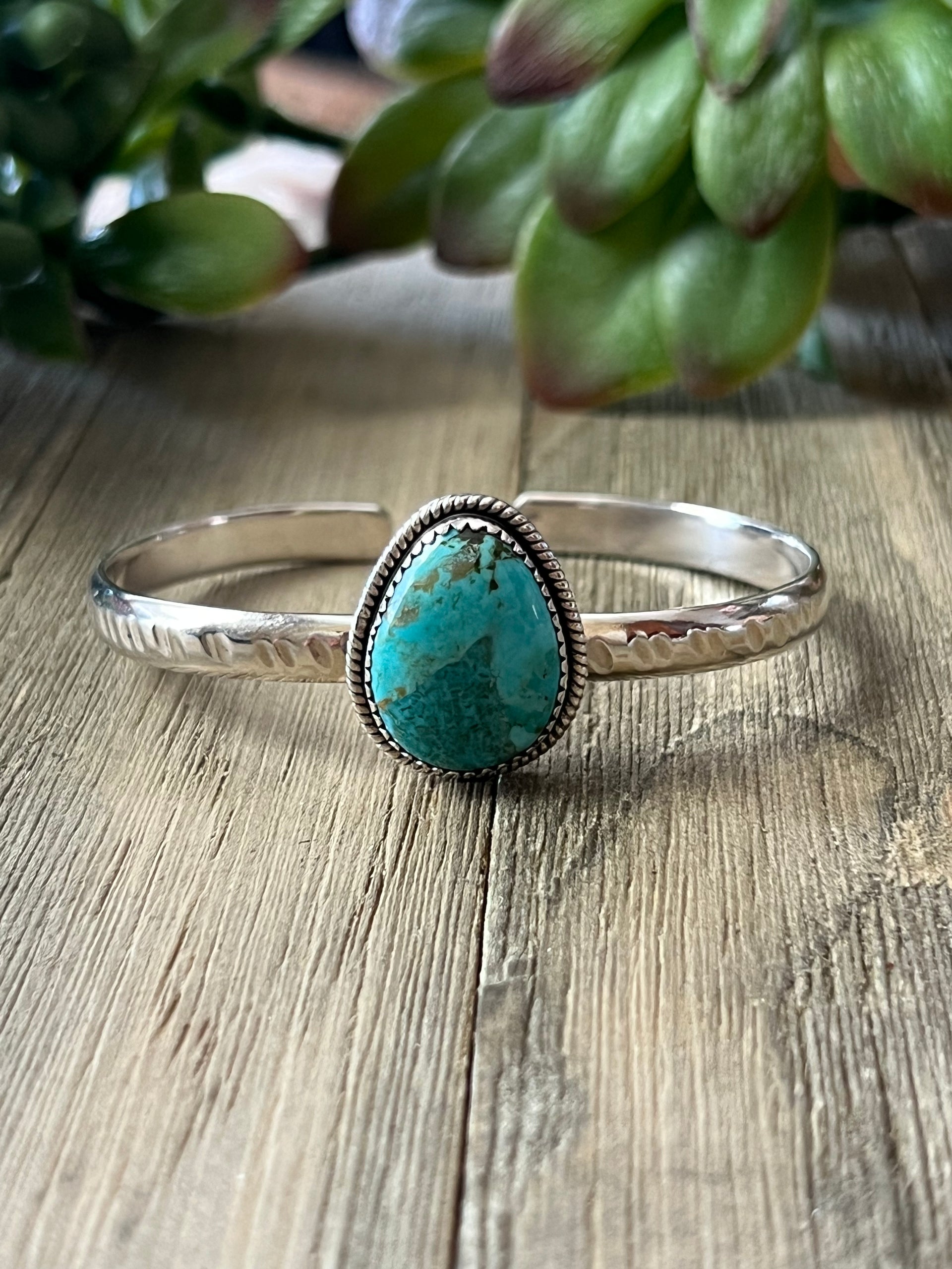 Southwest Made Kingman Turquoise & Sterling Silver Cuff Bracelet