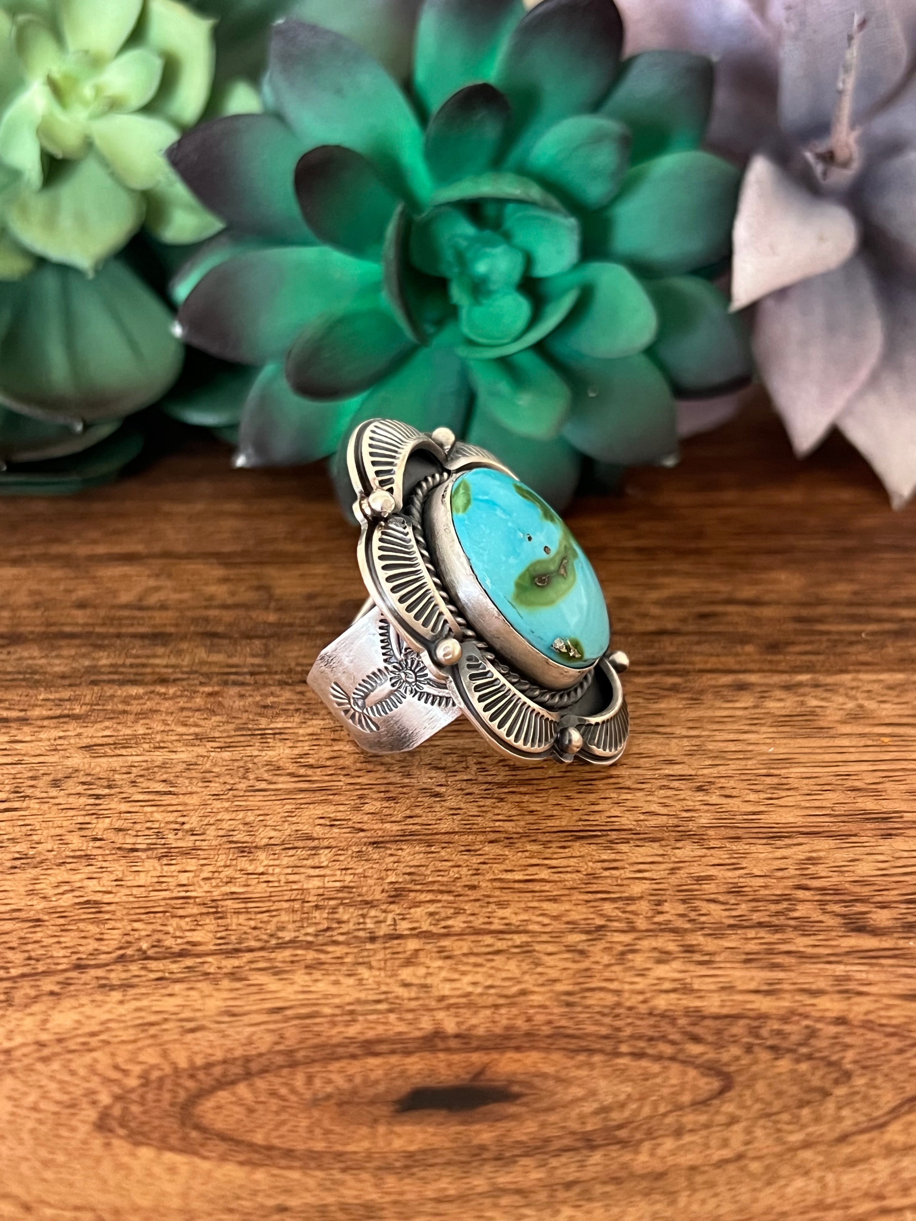 Greg Perry Sonoran Mountain Turquoise & Sterling Silver Ring Size 9