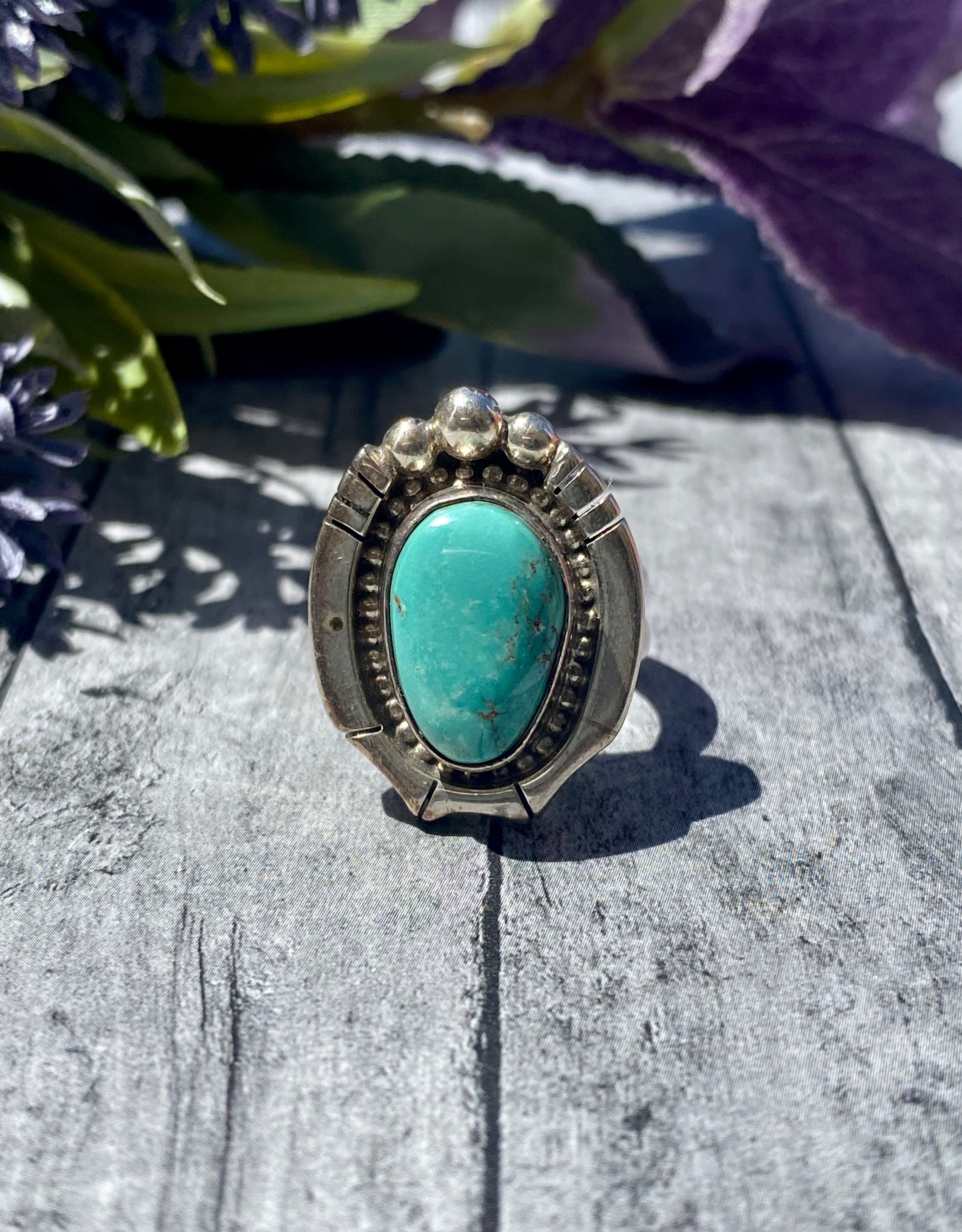 Sheila Becenti Royston Turquoise & Sterling Silver Ring Size 6.25