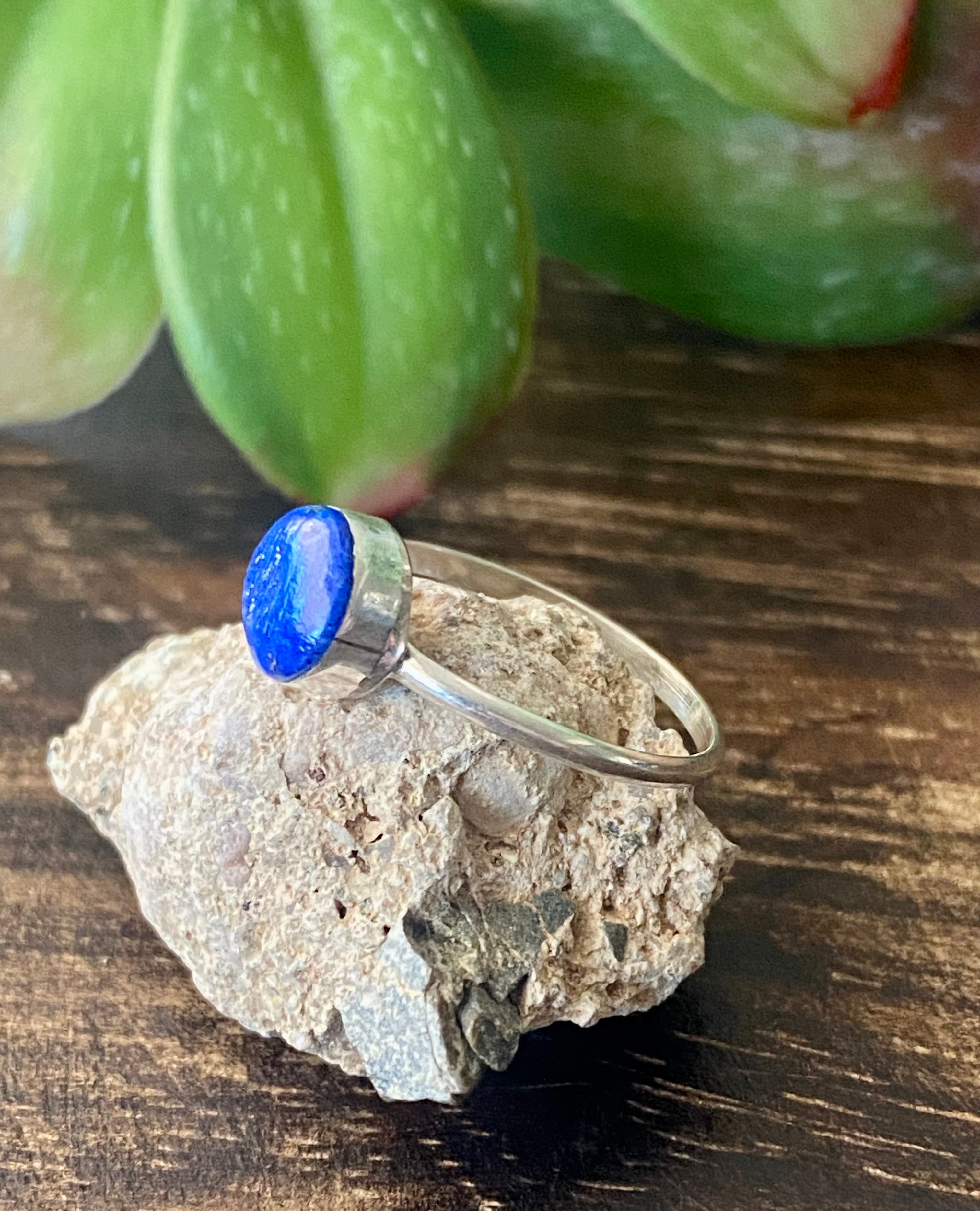 Angie Rosetta Lapis & Sterling Silver Ring Size 5.75