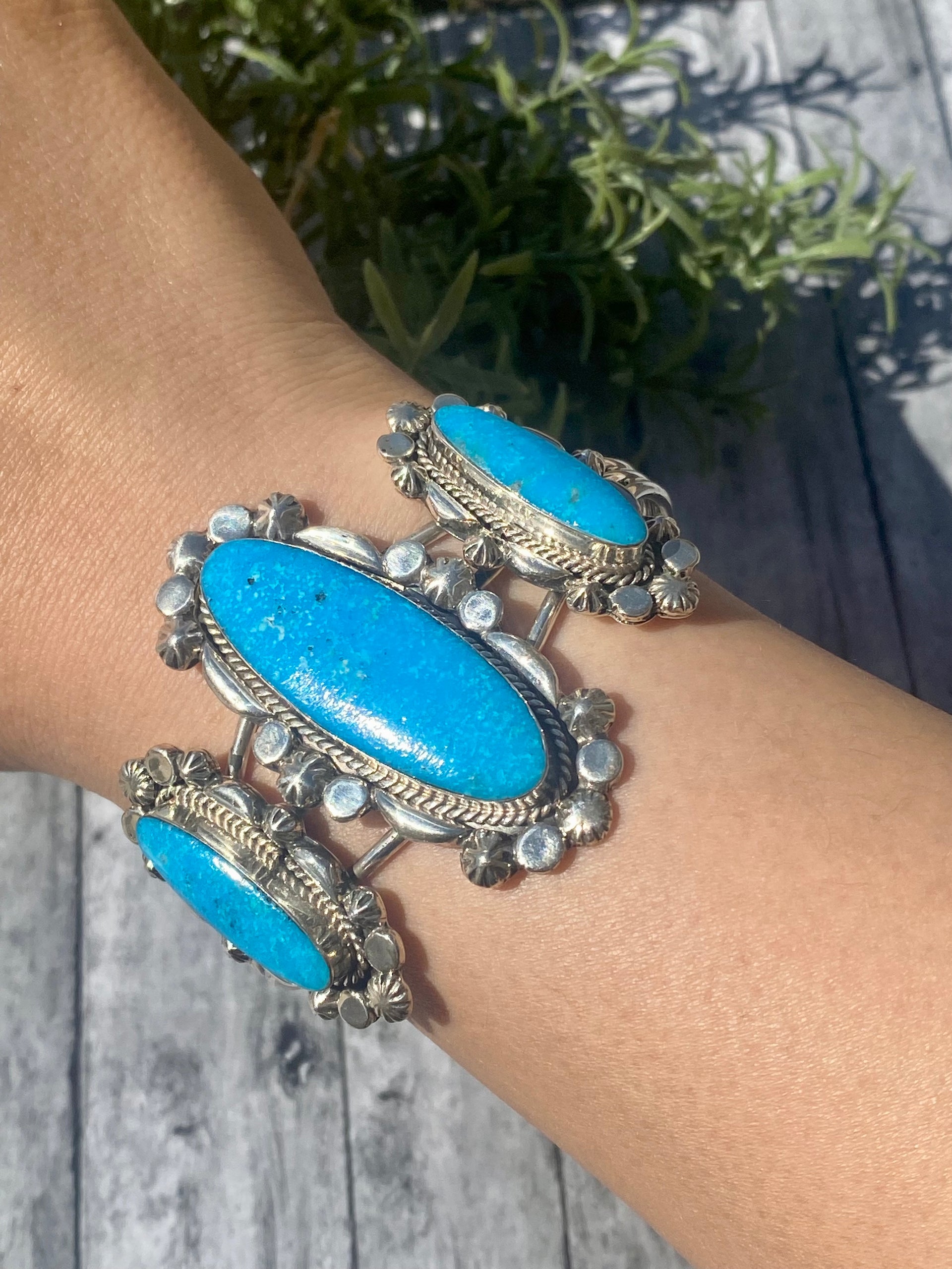 Raymond Yazzie Kingman Turquoise & Sterling Silver Cuff Bracelet