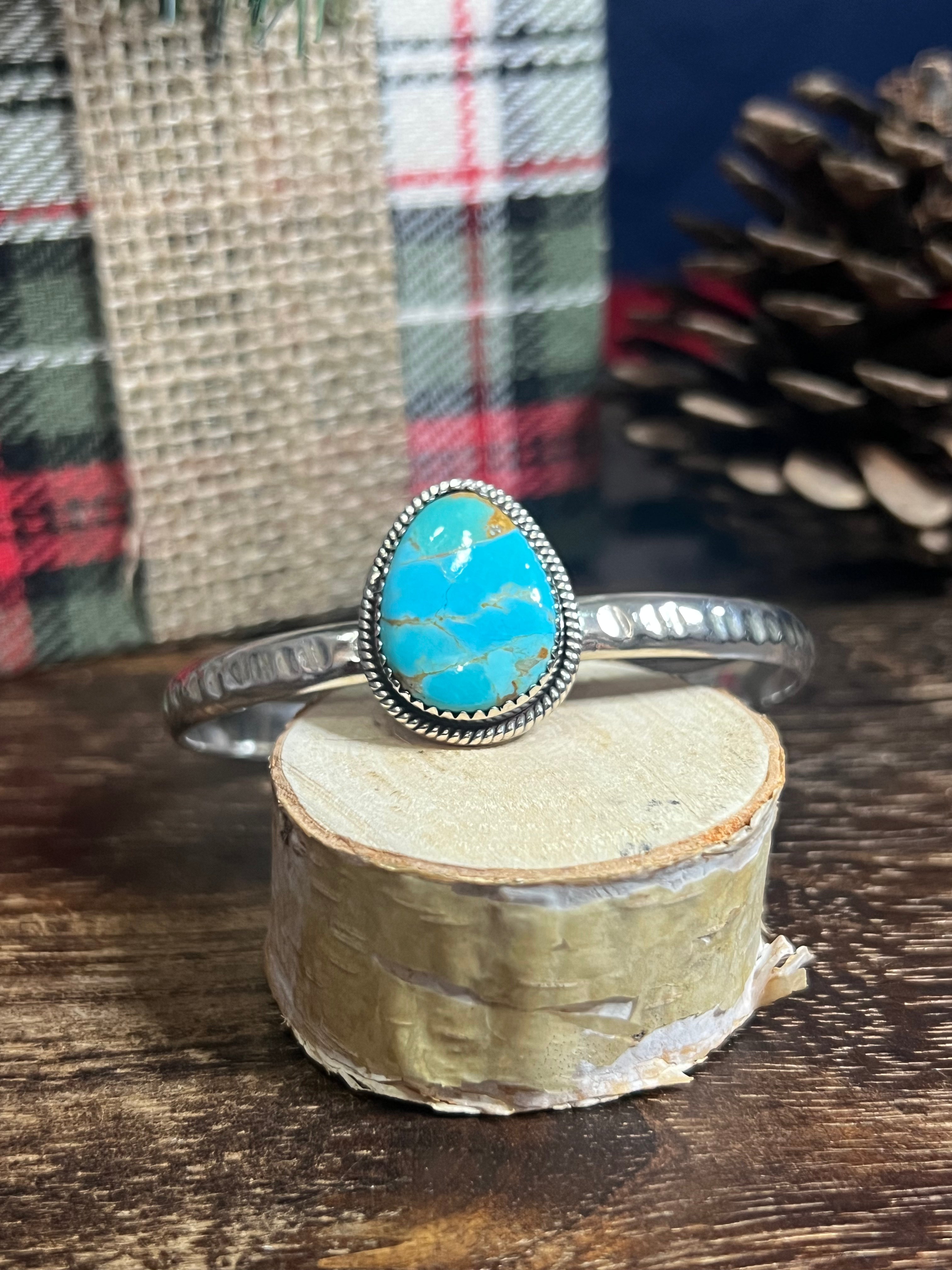 #7 Southwest Made Kingman Turquoise & Sterling Silver Cuff Bracelet