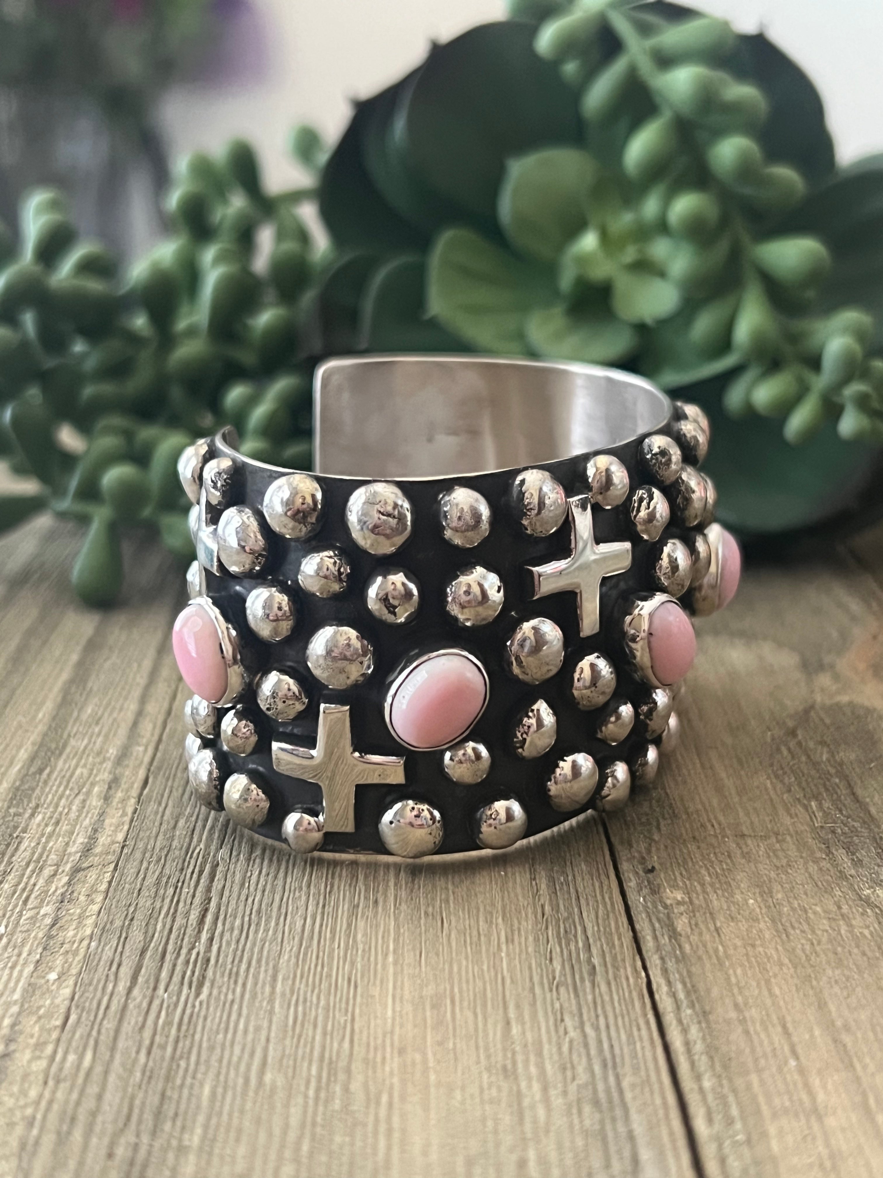 Chimney Butte Pink Conch Shell & Sterling Silver Cuff Bracelet
