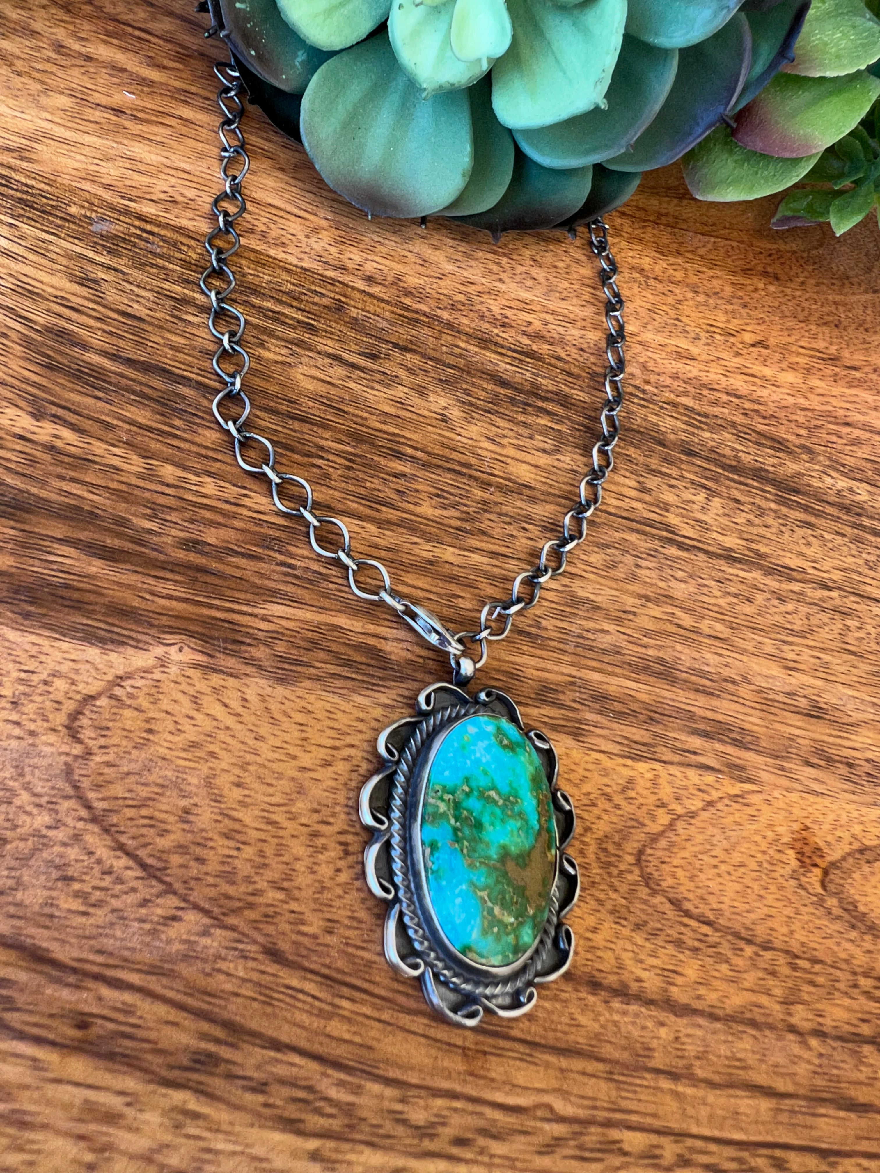 Sheila Becenti Sonoran Mountain Turquoise& Sterling Silver Necklace
