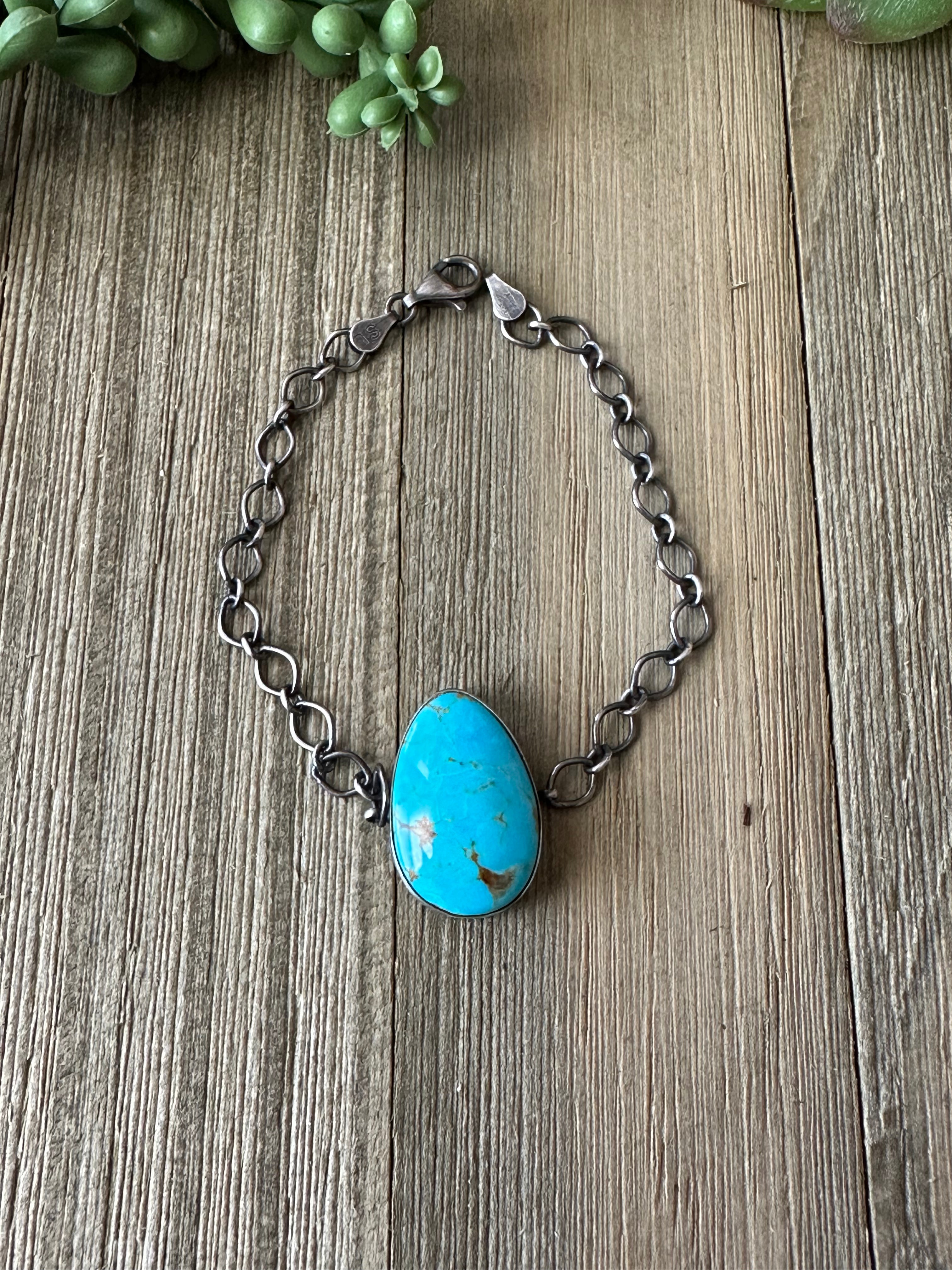 Navajo Made Royston Turquoise & Sterling Silver Bracelet