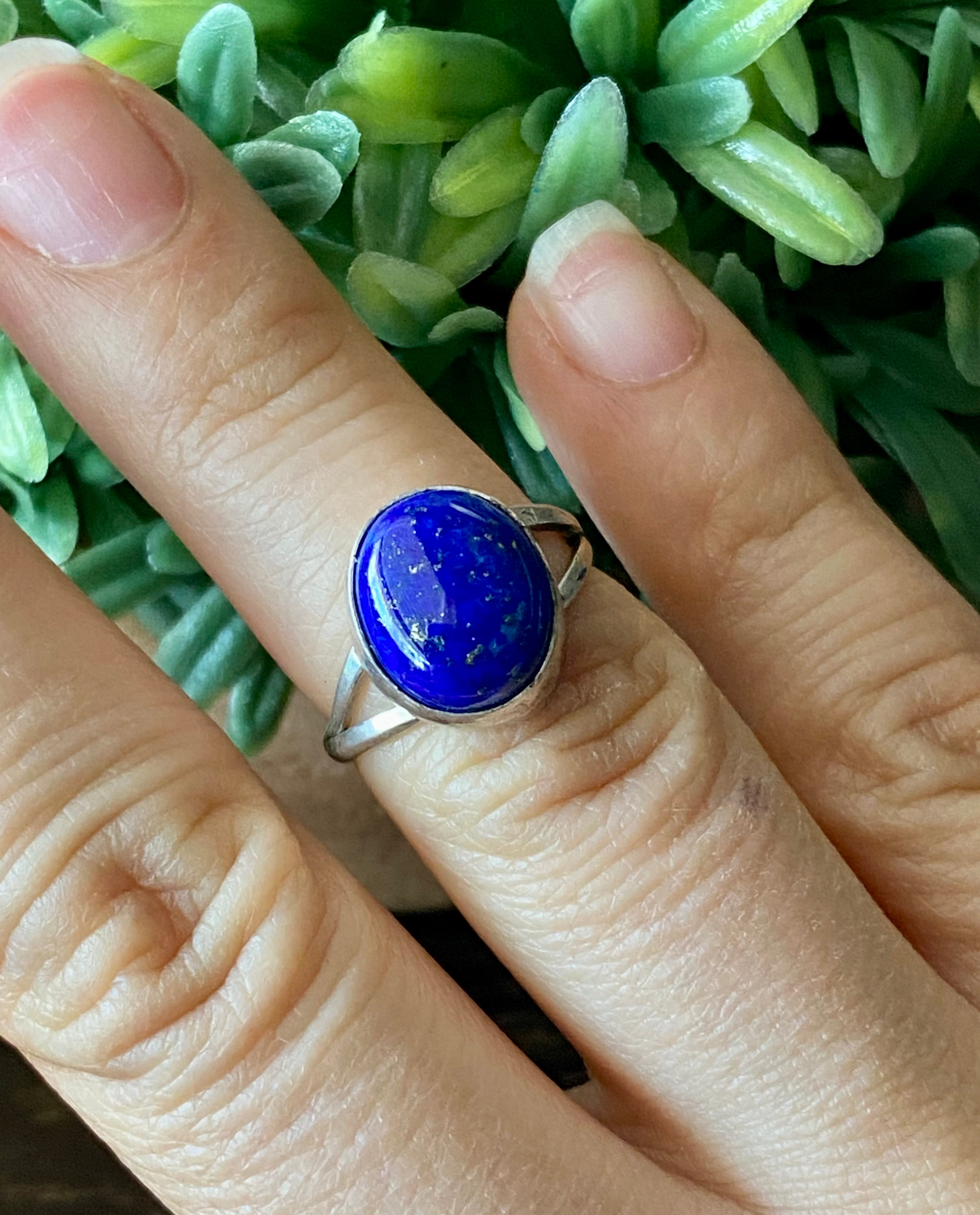 Navajo Made Lapis & Sterling Silver Ring Size 6