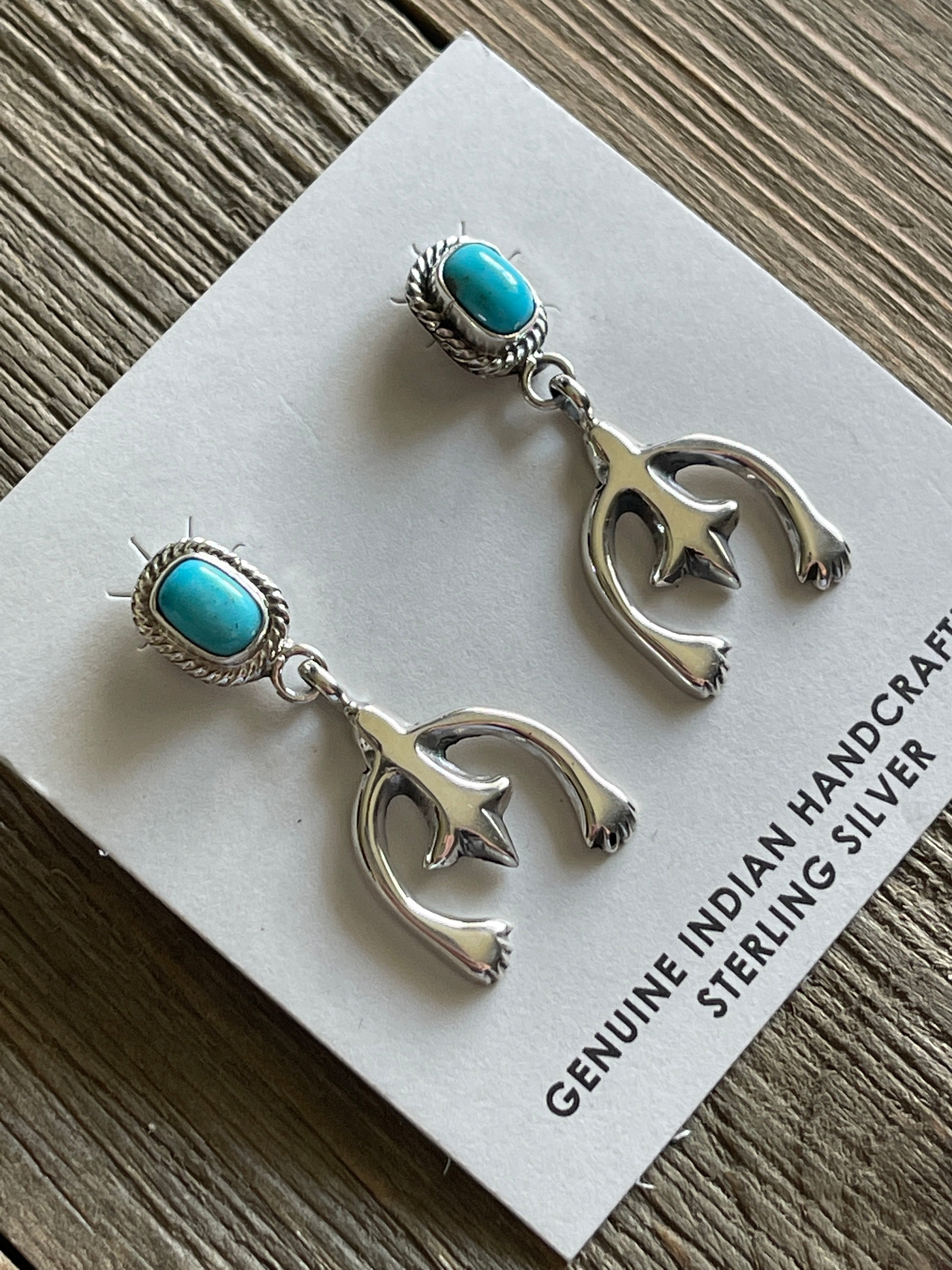 Verley Betone Kingman Turquoise & Sterling Silver Naja Post Earrings