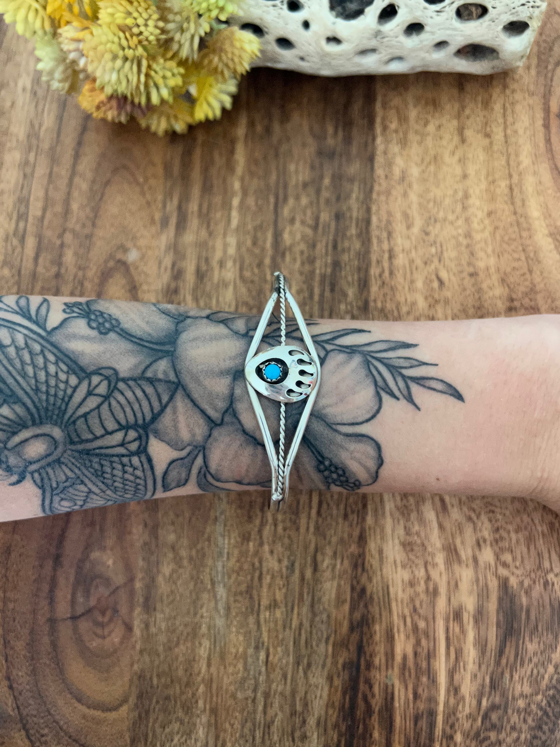 Navajo Made Sterling Silver Bear Claw Cuff Bracelet