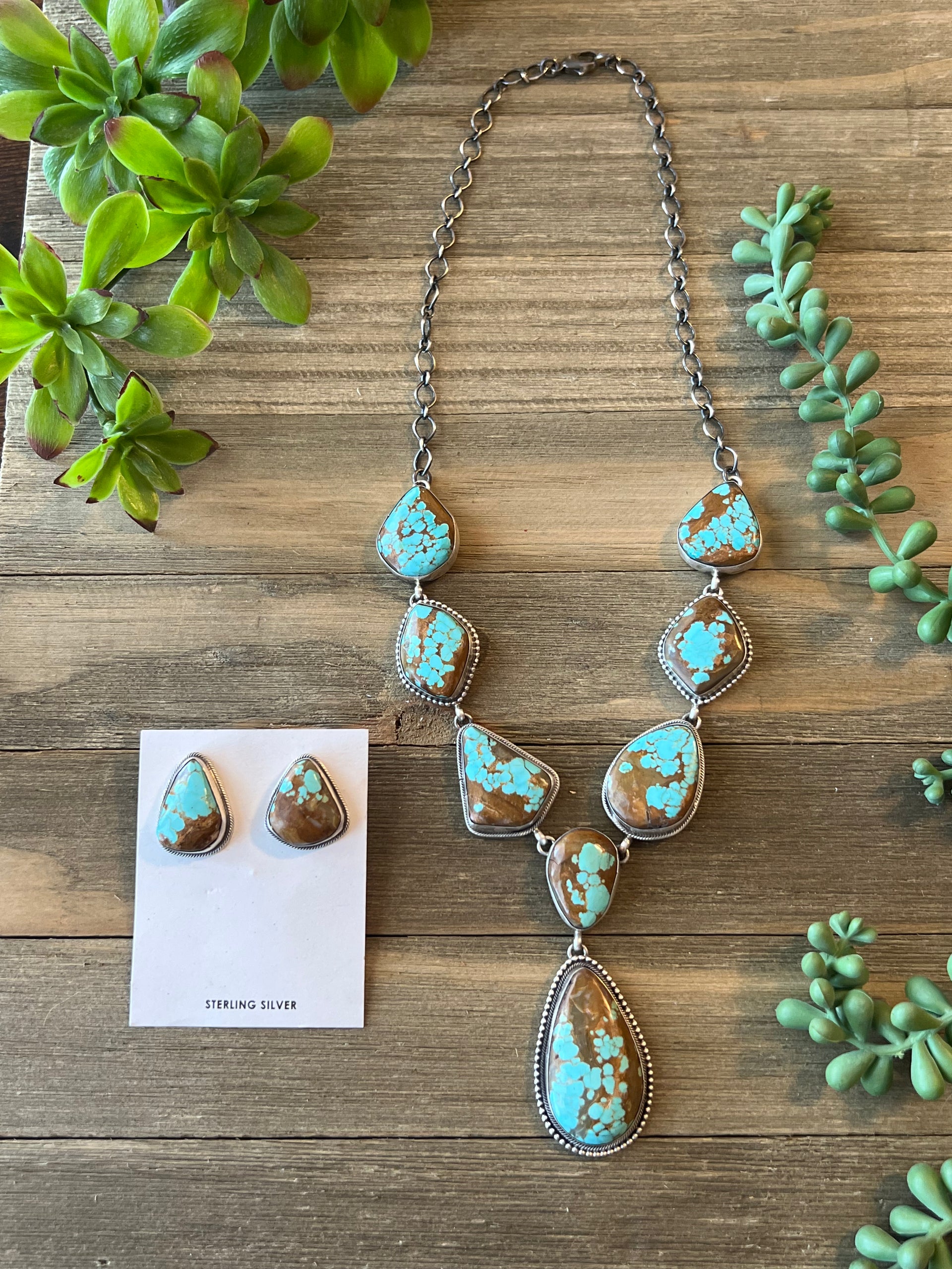 Paul Livingston #8 Turquoise & Sterling Silver Necklace Set