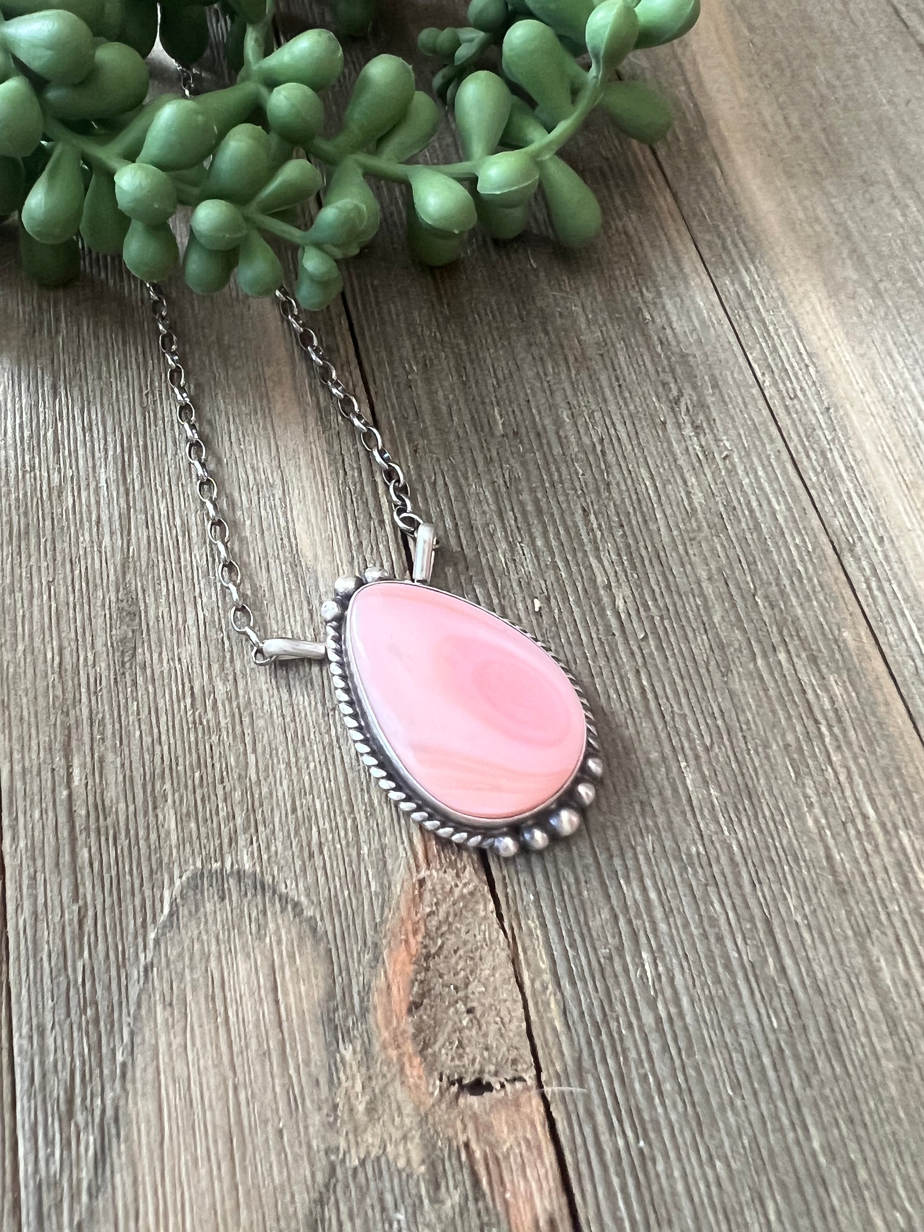 Alfred Martinez Pink Conch & Sterling Silver Necklace