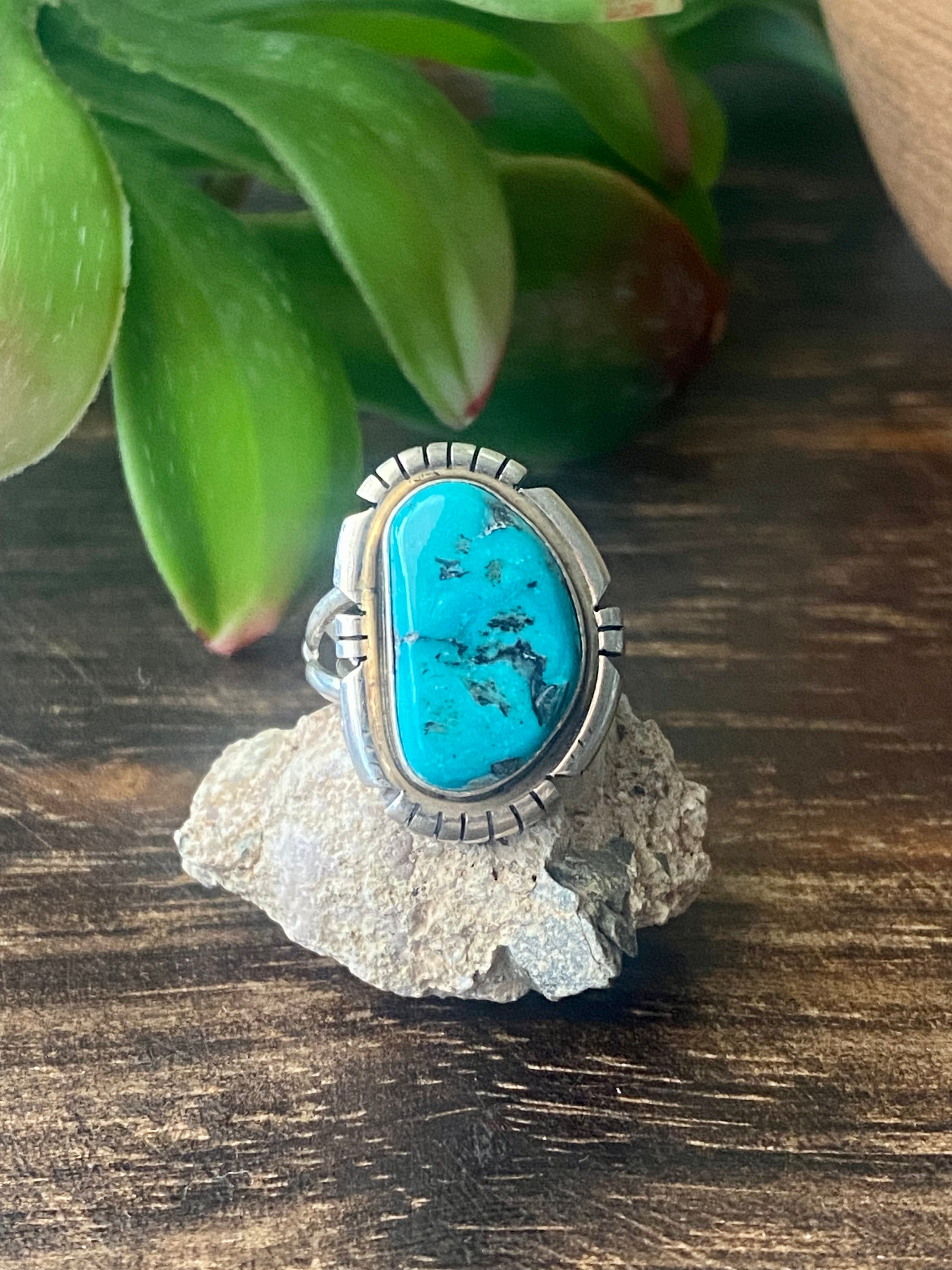 Eli Skeets Sleeping Beauty Turquoise & Sterling Silver Ring Size 4.75