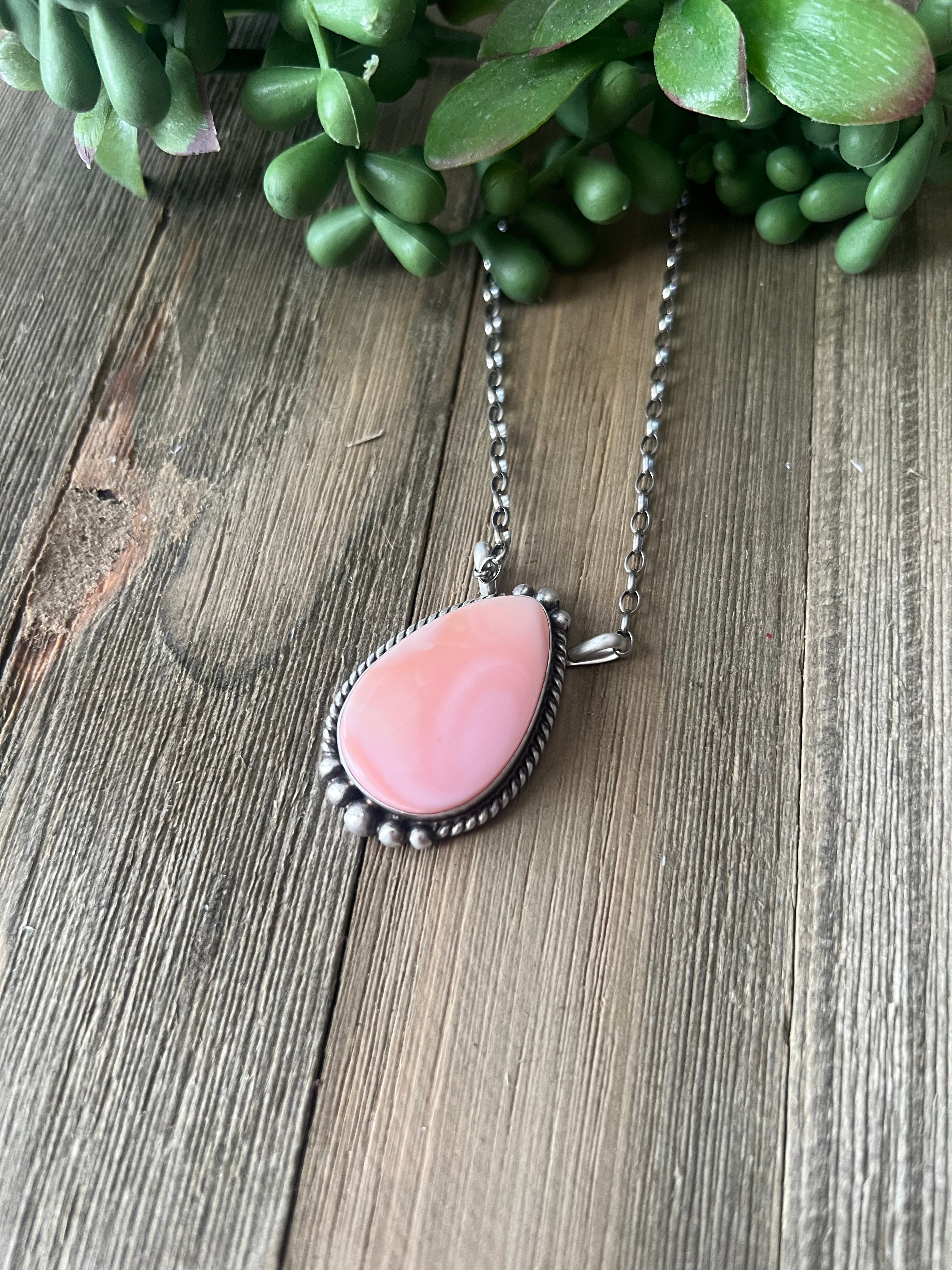 Alfred Martinez Pink Conch & Sterling Silver Necklace