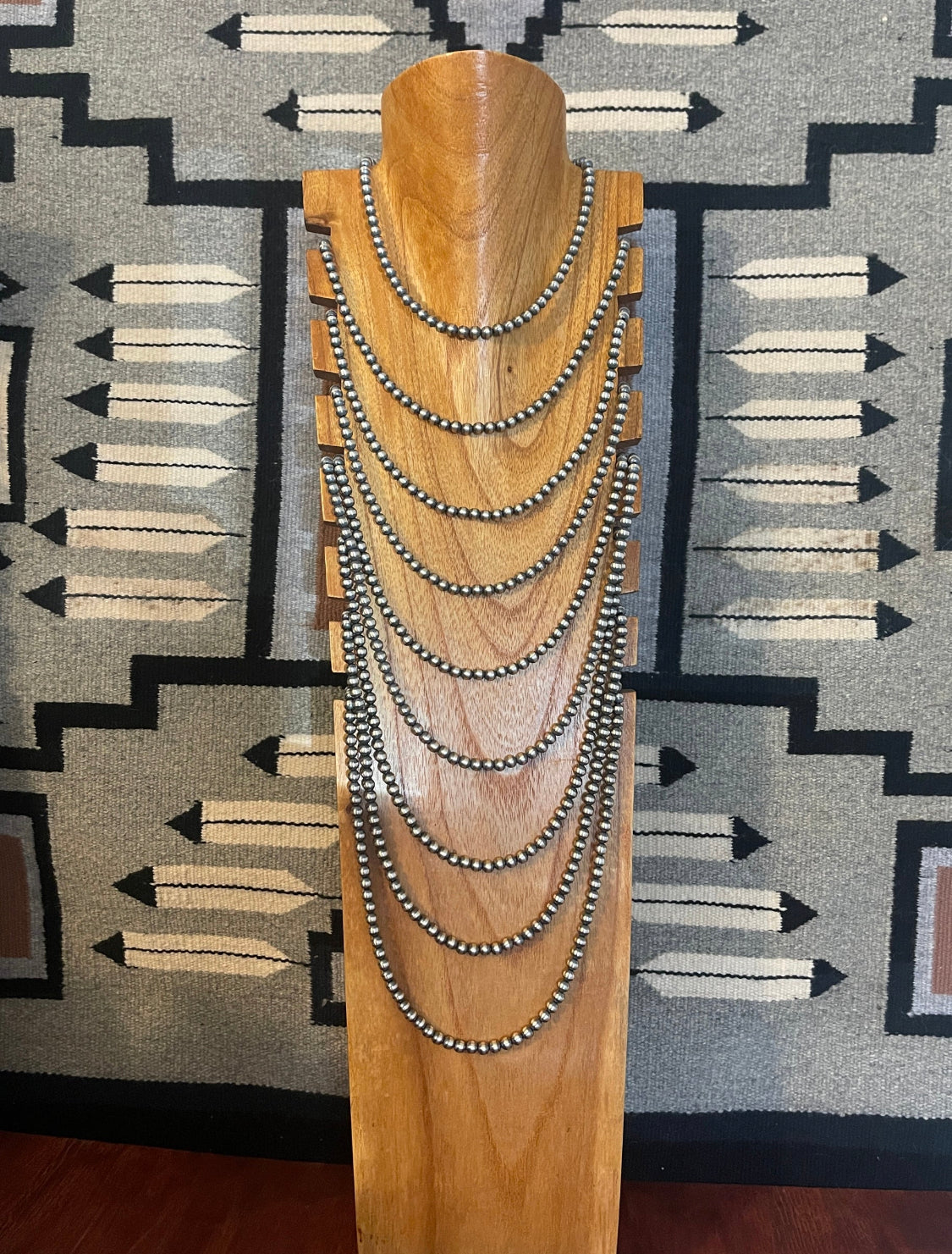 Navajo Sterling Silver 6 MM 30 inch Pearl Necklace