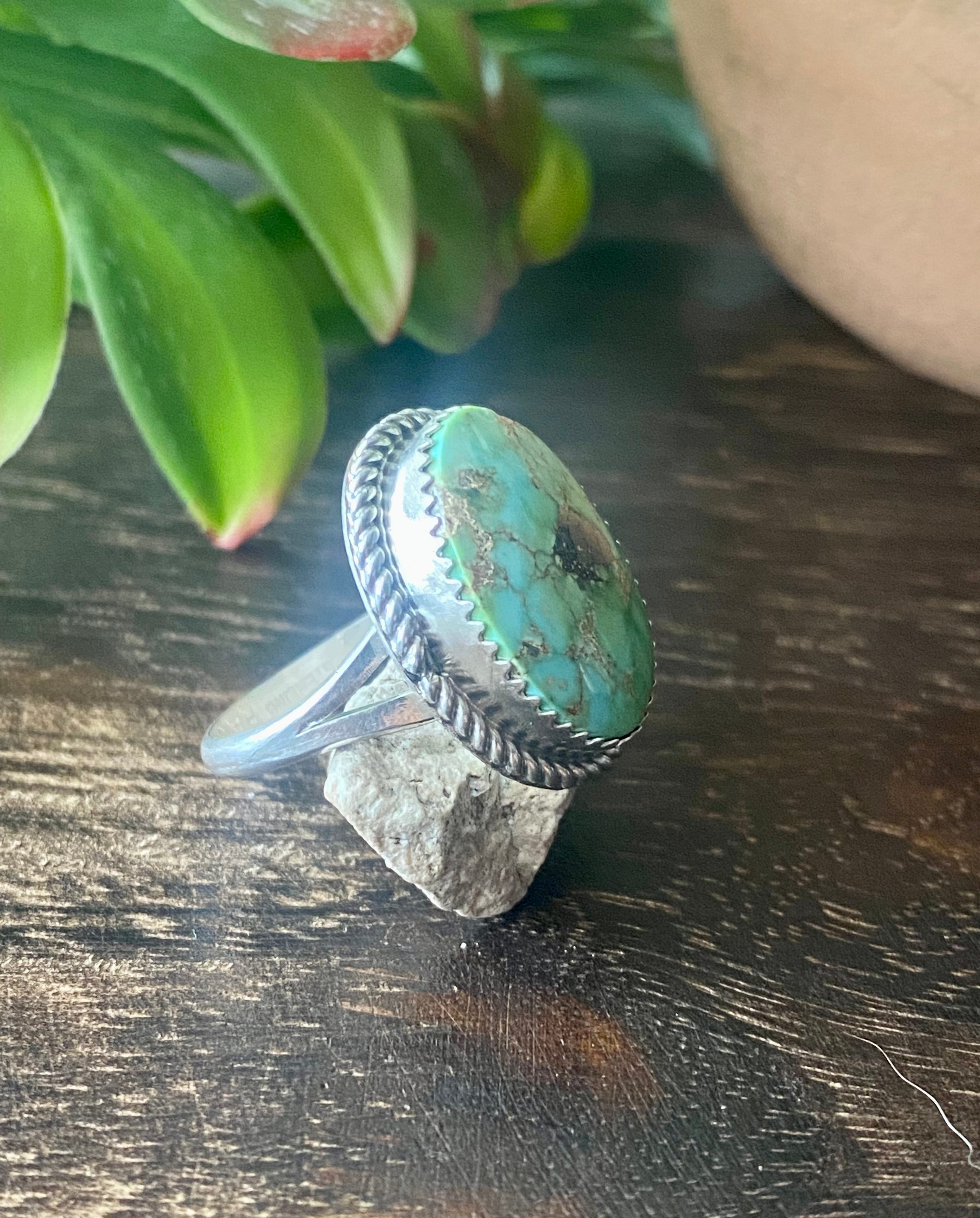 Reda Galvan Sonoran Mountain Turquoise & Sterling Silver Ring Size 9.5