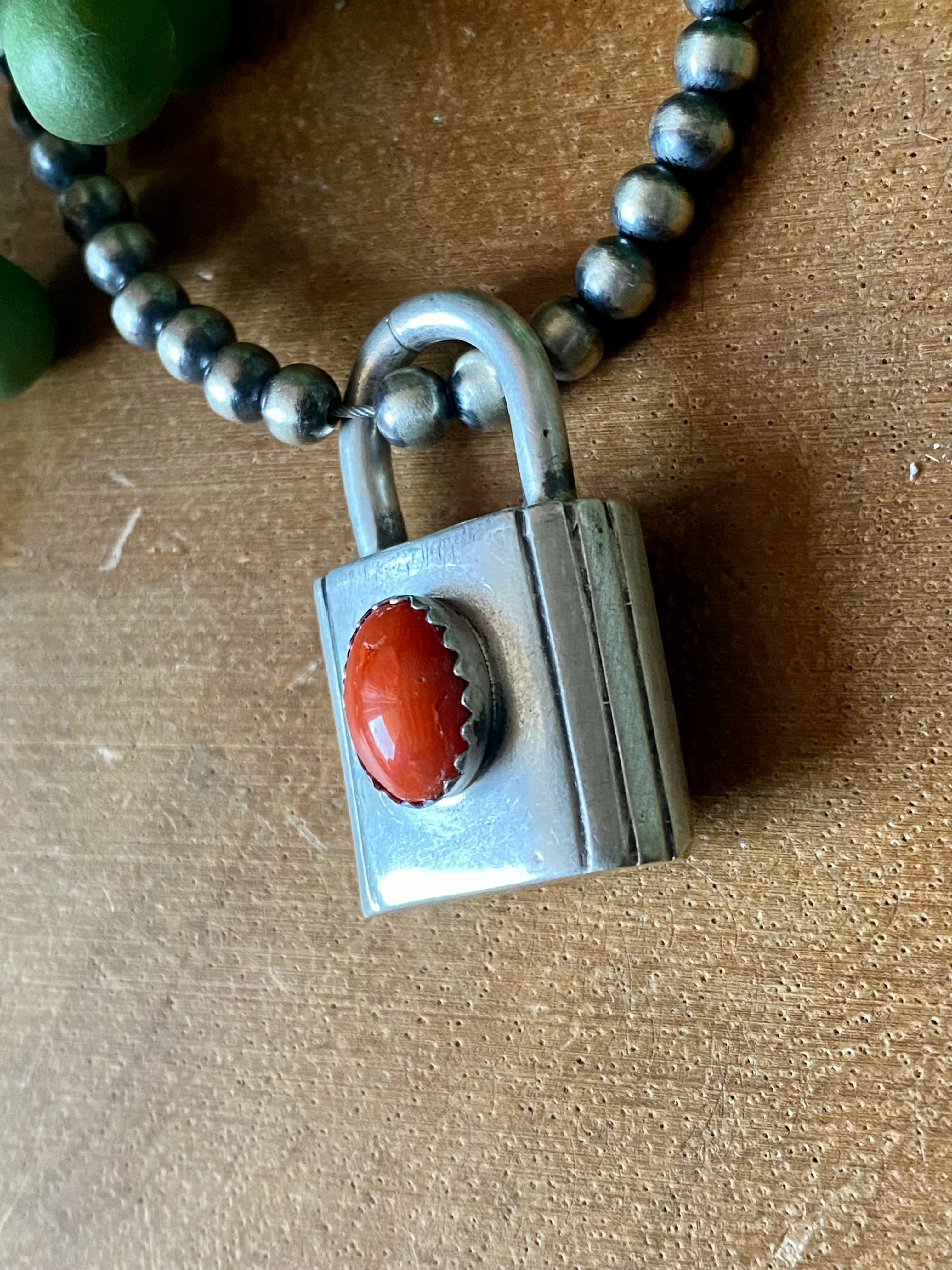 Emer Thompson Coral & Sterling Silver Locket Pendant